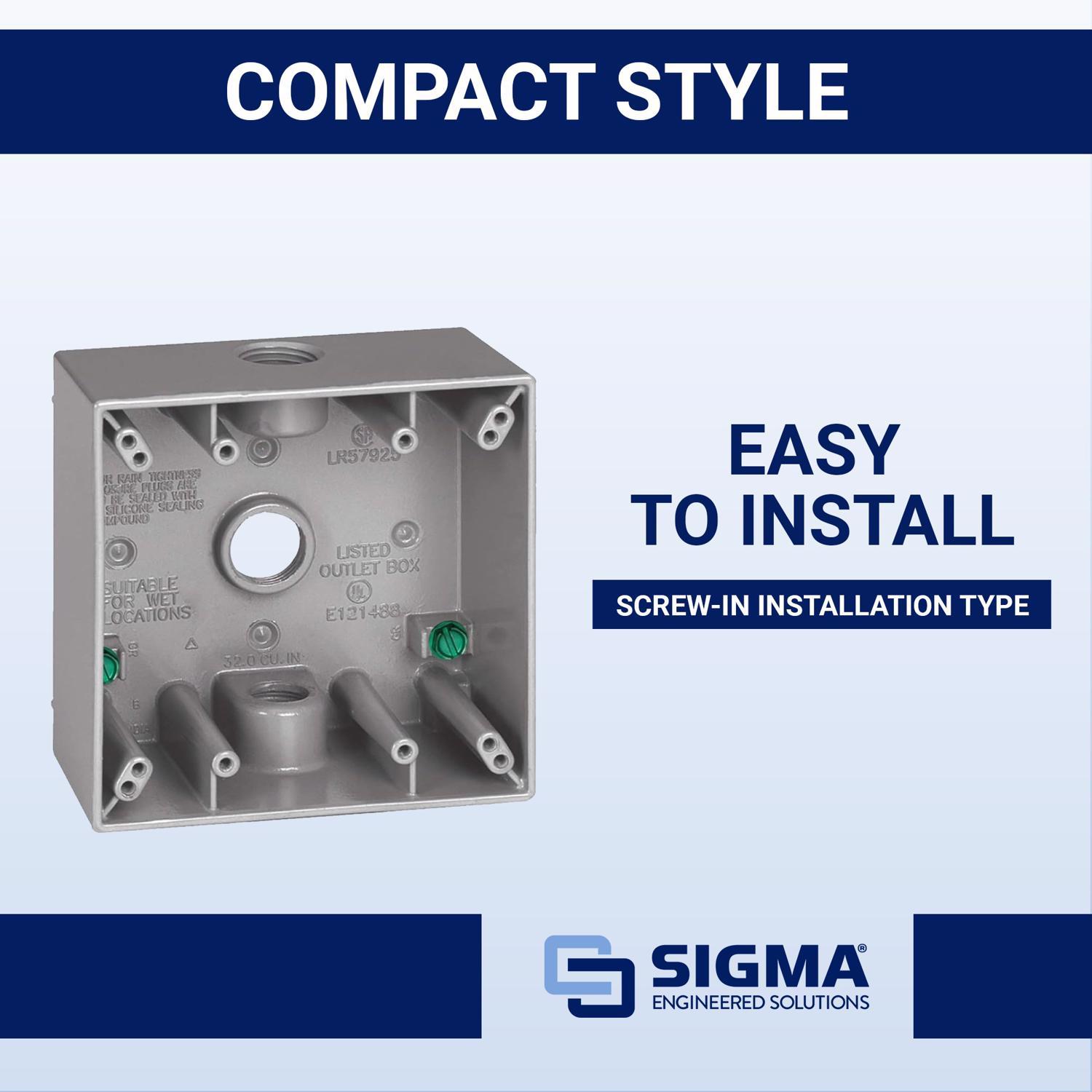 Sigma Engineered Solutions New Work 31 cu in Square Die-Cast Metal 2 gang Weatherproof Box Gray