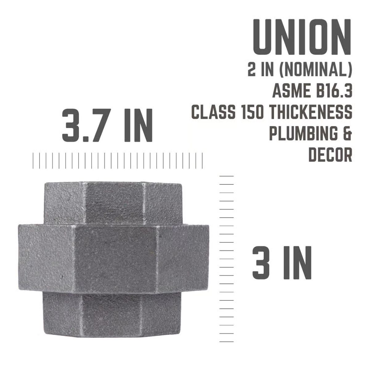 STZ Industries 2 in. FIP each x 2 in. D FIP Black Malleable Iron Union