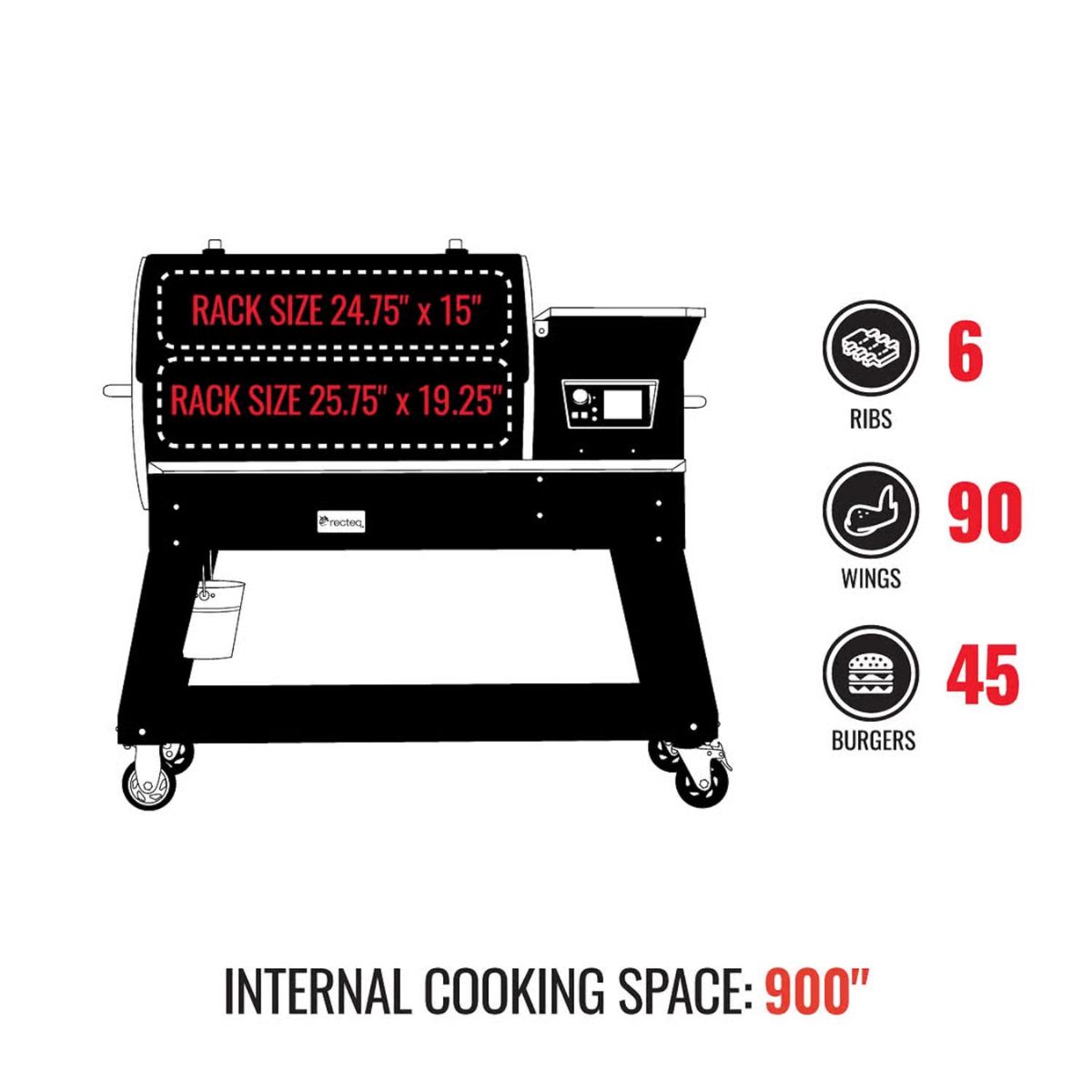 Recteq Deck Boss 900 Wood Pellet WiFi Grill and Smoker Black/Silver