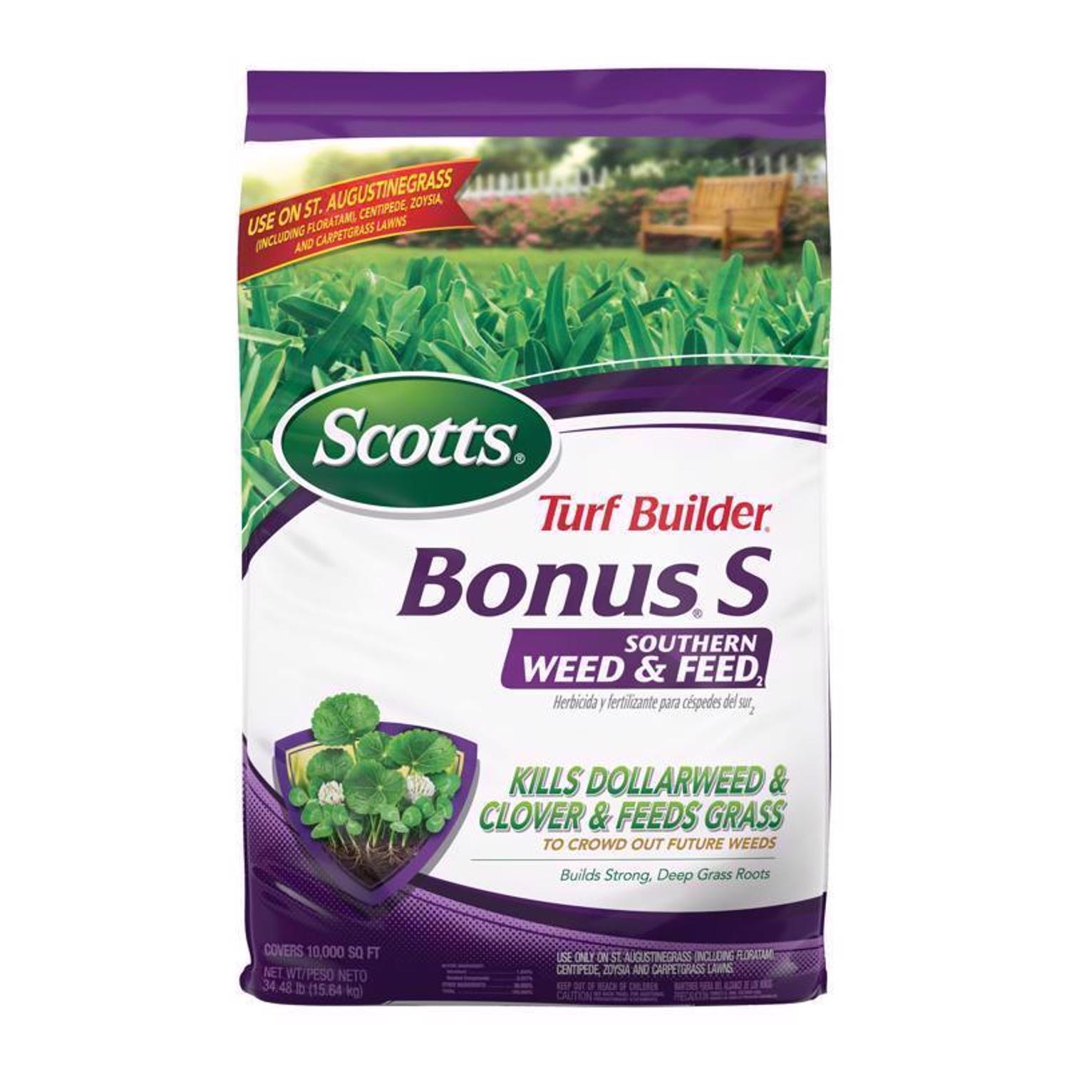 Scotts Turf Builder Bonus S Weed & Feed Southern Lawn Food For Multiple Grass Types 10000 Sq Ft