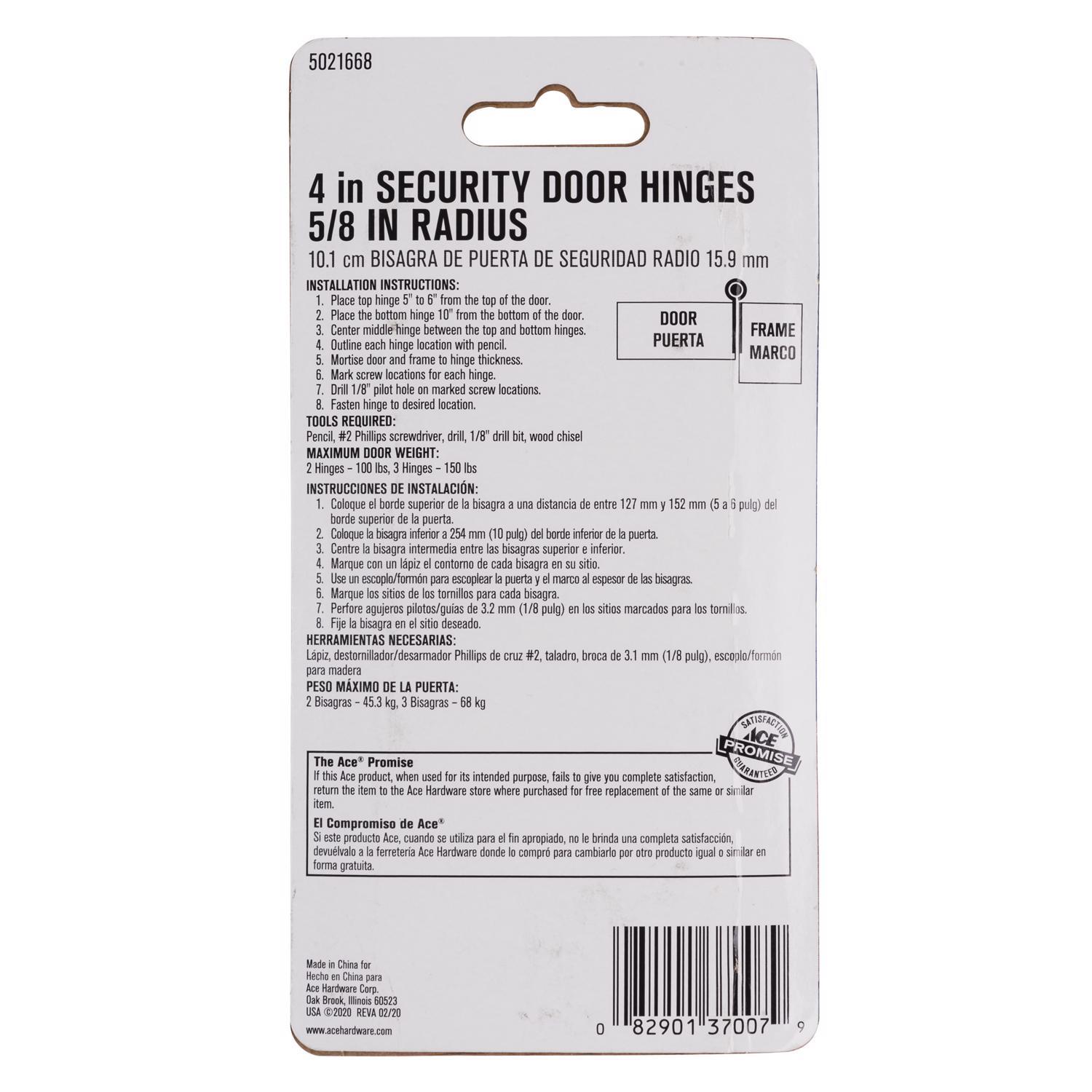 Ace 4 in. L Bright Brass Residential Door Hinge 3 pk