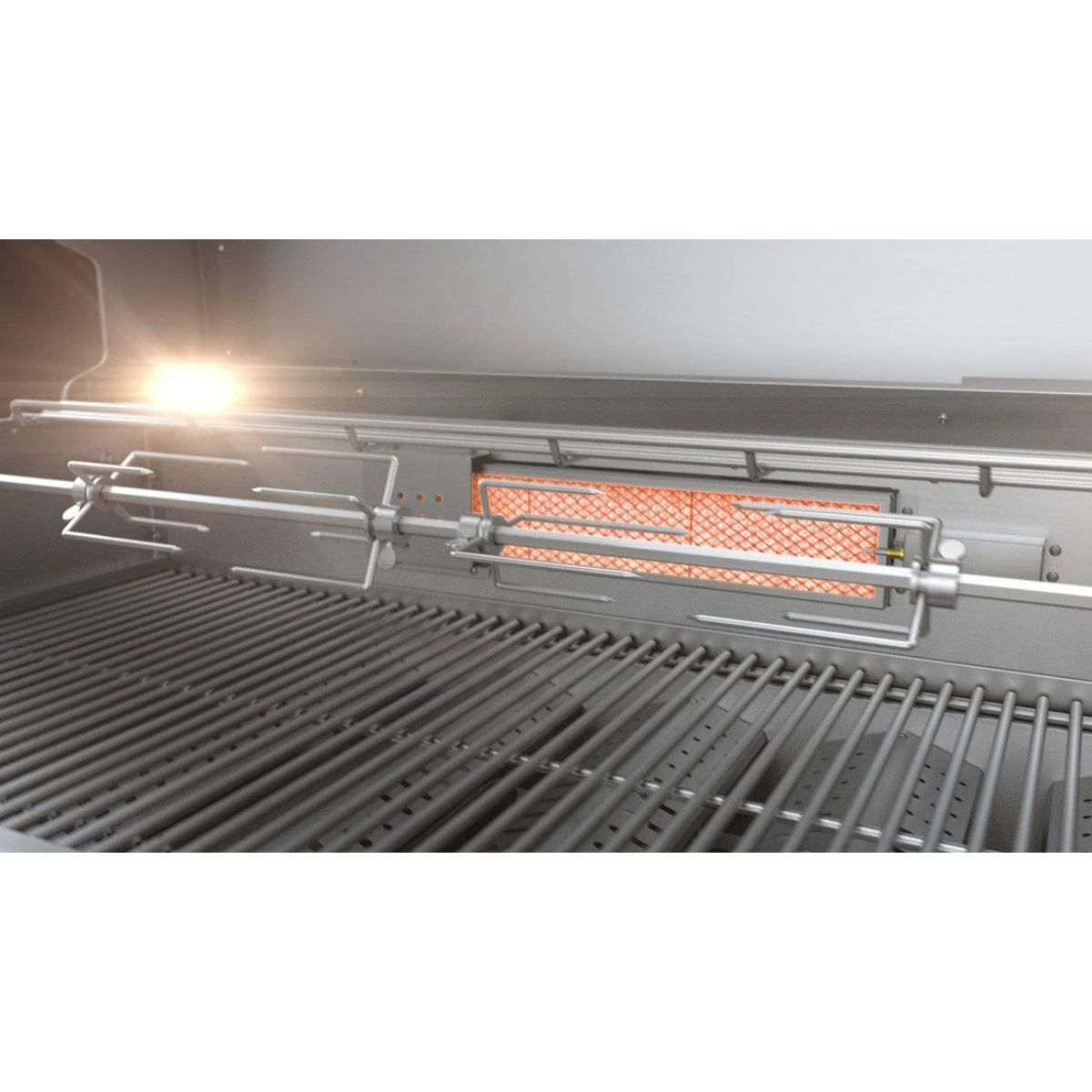 Mont Alpi 400 Artwood Island with Stainless Steel Grill and Fridge / 4-Burners, Infrared Rear Burner, Rotisserie Kit