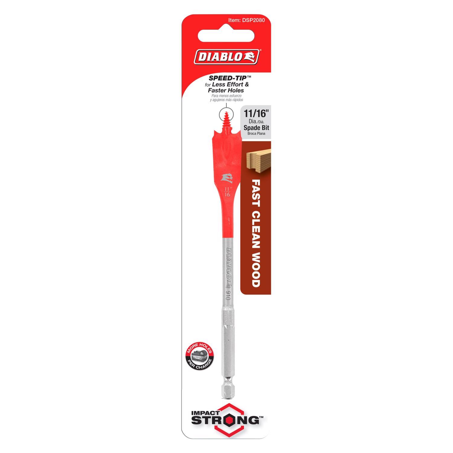 Diablo 11/16 in. X 6 in. L High Speed Steel Clean Wood Spade Bit Hex Shank 1 pk