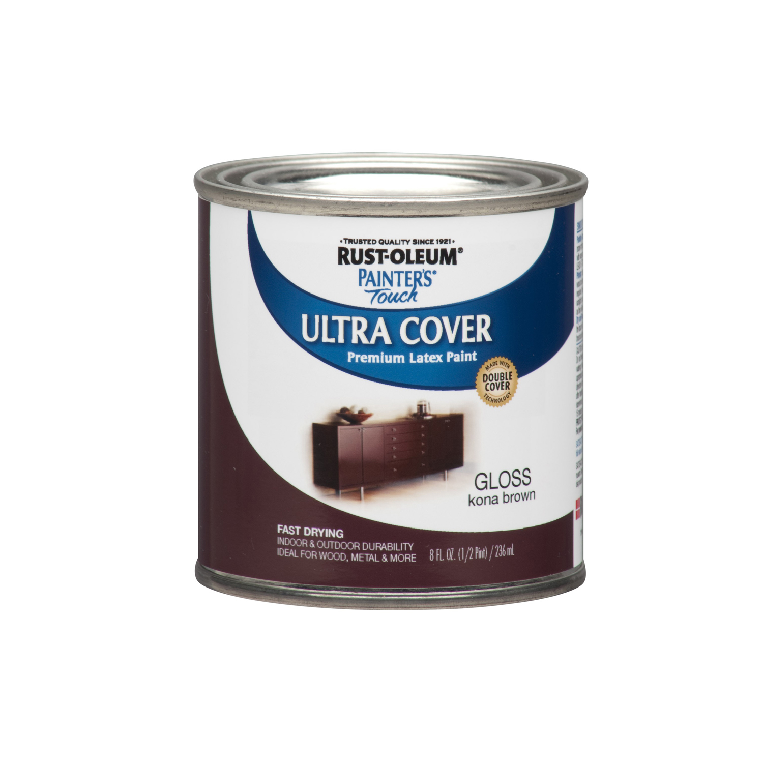 Rust-Oleum Painters Touch Ultra Cover Gloss Kona Brown Water-Based Paint Exterior & Interior 8 oz