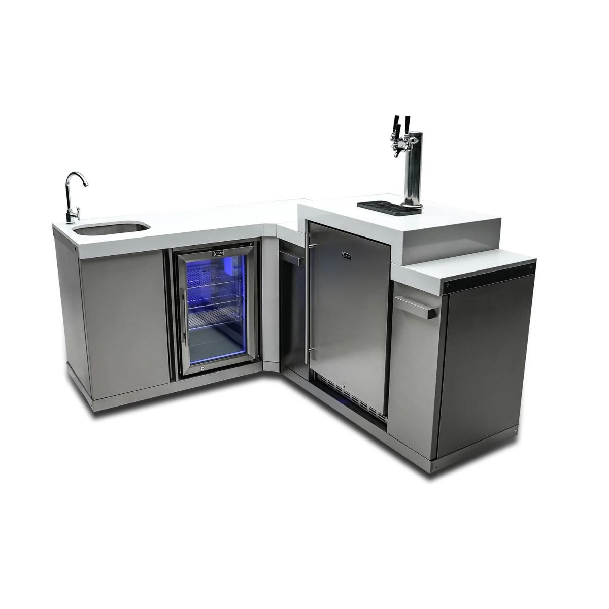 Mont Alpi Beverage center with corner, kegerator and fridge