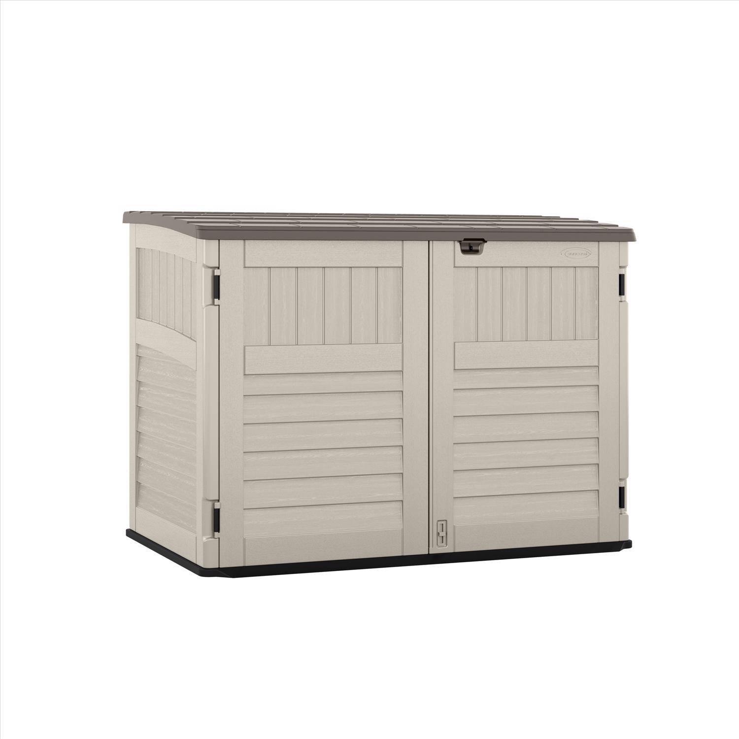 Suncast The Stow-Away 6 ft. x 4 ft. Resin Horizontal Pent Storage Shed with Floor Kit
