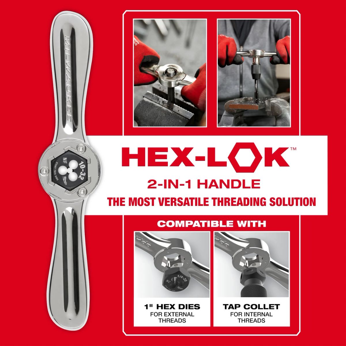 Milwaukee 38 Pieces SAE Tap & Die PACKOUT Set with HEX-LOK 2-in-1 Handle