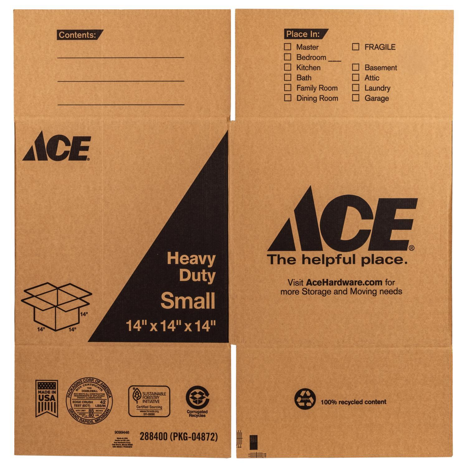 Ace 14 in. H X 14 in. W X 14 in. L Cardboard Corrgugated Box 1 pk