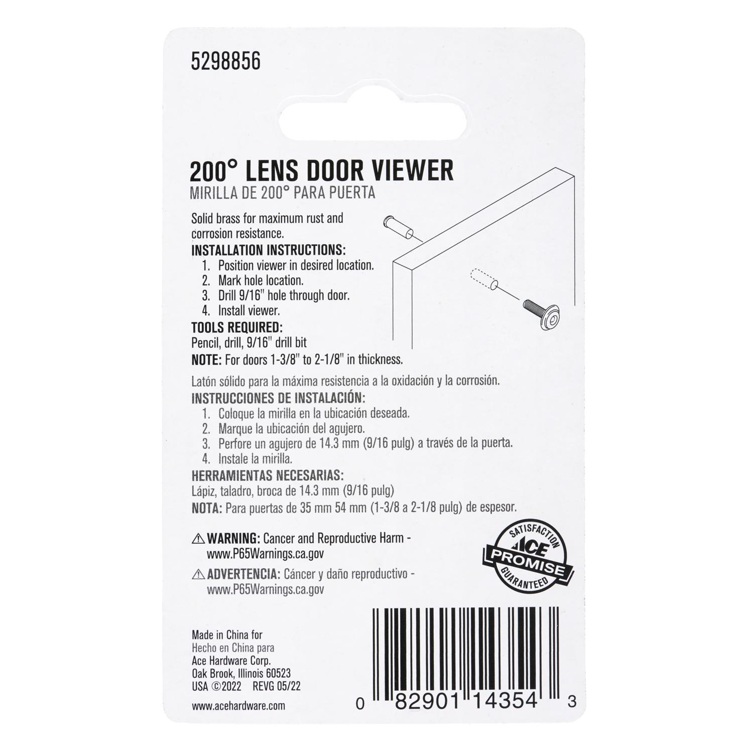 Ace 0.54 in. D 200 deg Bright Brass Door Viewer