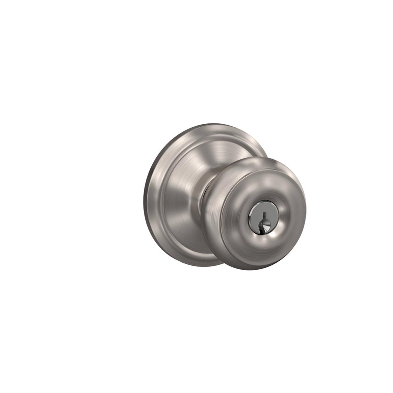 Schlage Georgian Satin Nickel Entry Door Knob 1-3/4 in.
