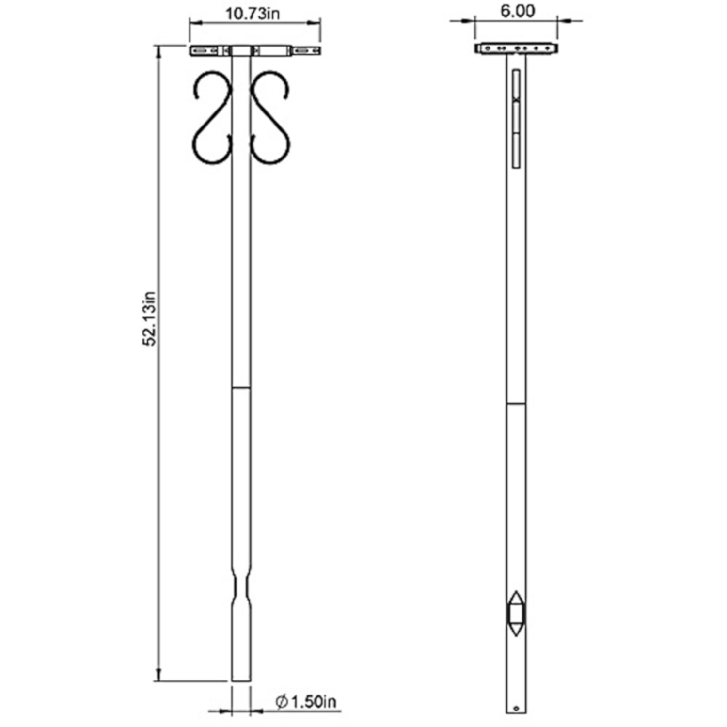 Gibraltar Mailboxes 52.1 in. Powder Coated Black Steel Mailbox Post
