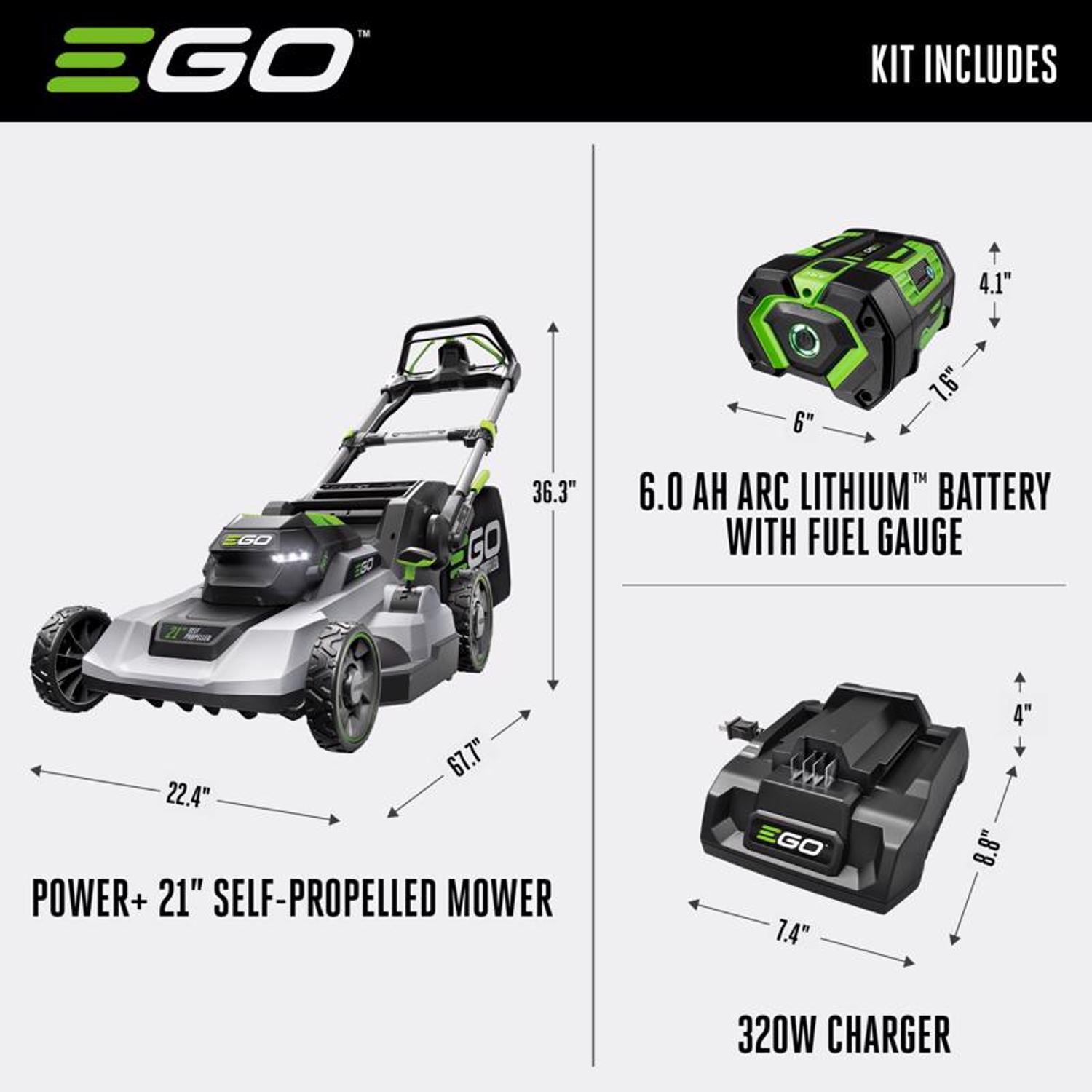 EGO Power+ 600 Series LM2114SP 21 in. 56 V Battery Self-Propelled Lawn Mower Kit (Battery & Charger) W/ 6.0 AH BATTERY