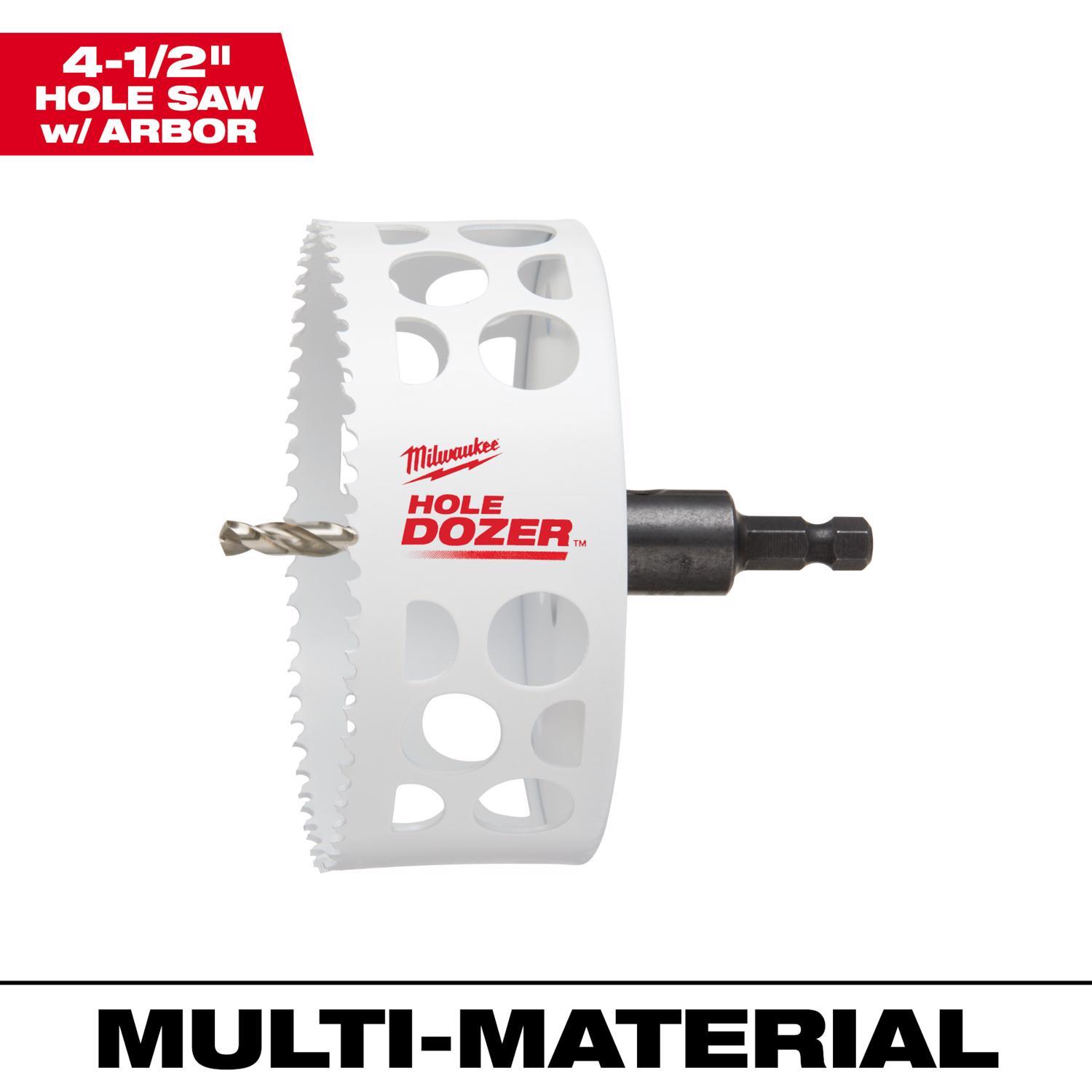 Milwaukee Hole Dozer 4-1/2 in. Bi-Metal 2 in. L X 3/8 in. D Hole Saw with Arbor and Pilot Bit Arbor