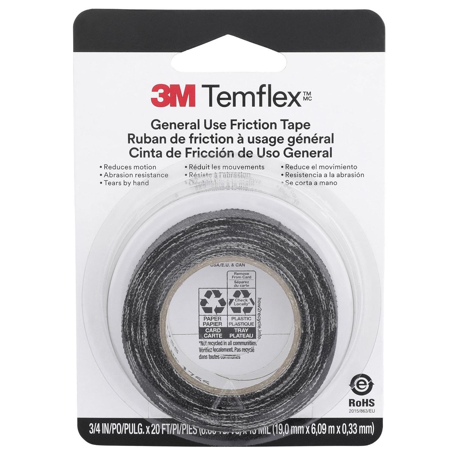 3M 0.708 in. W X 240 in. L Black Cotton Cloth Friction Tape