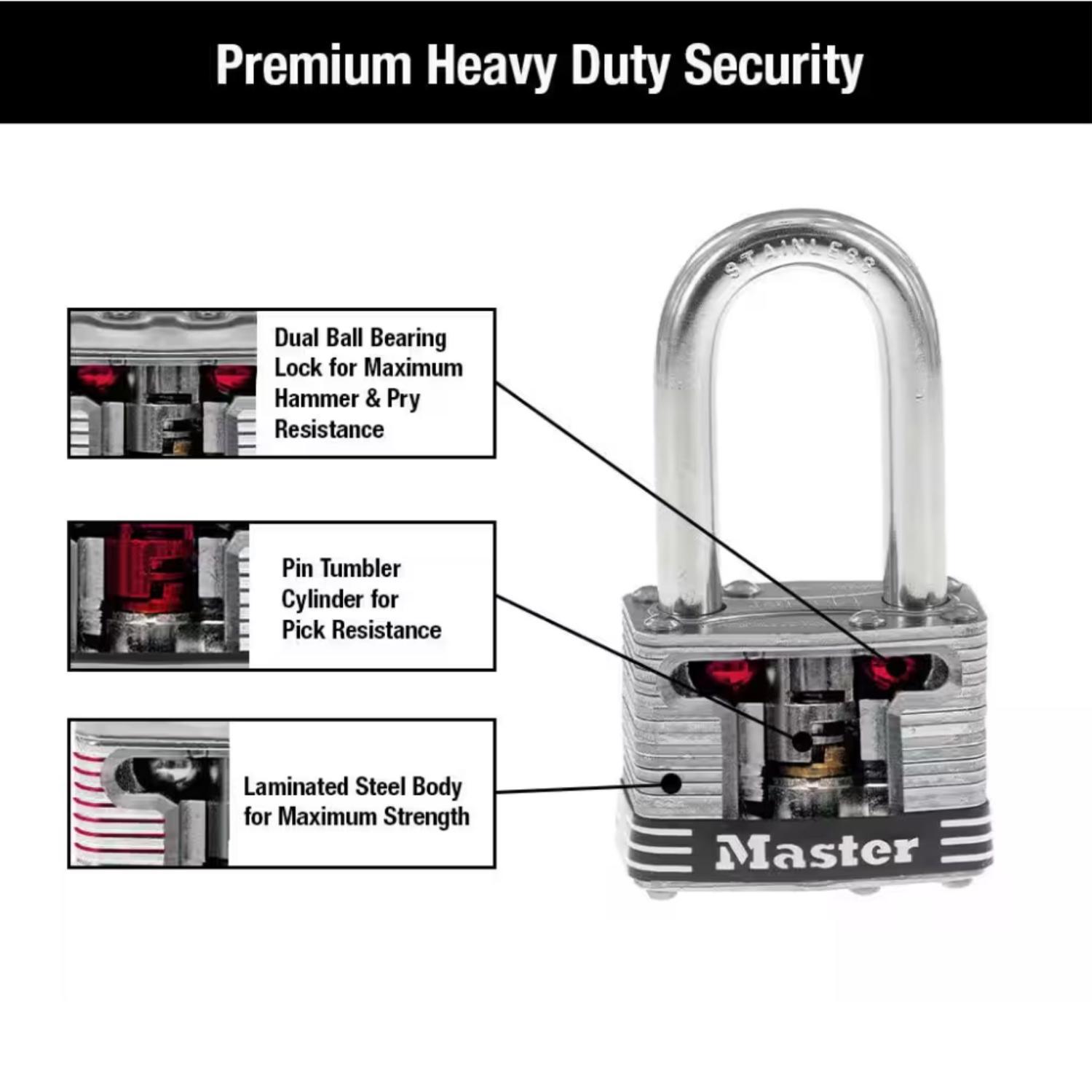 Master Lock 1-3/4 in. W Laminated Steel 4-Pin Cylinder Marine Padlock