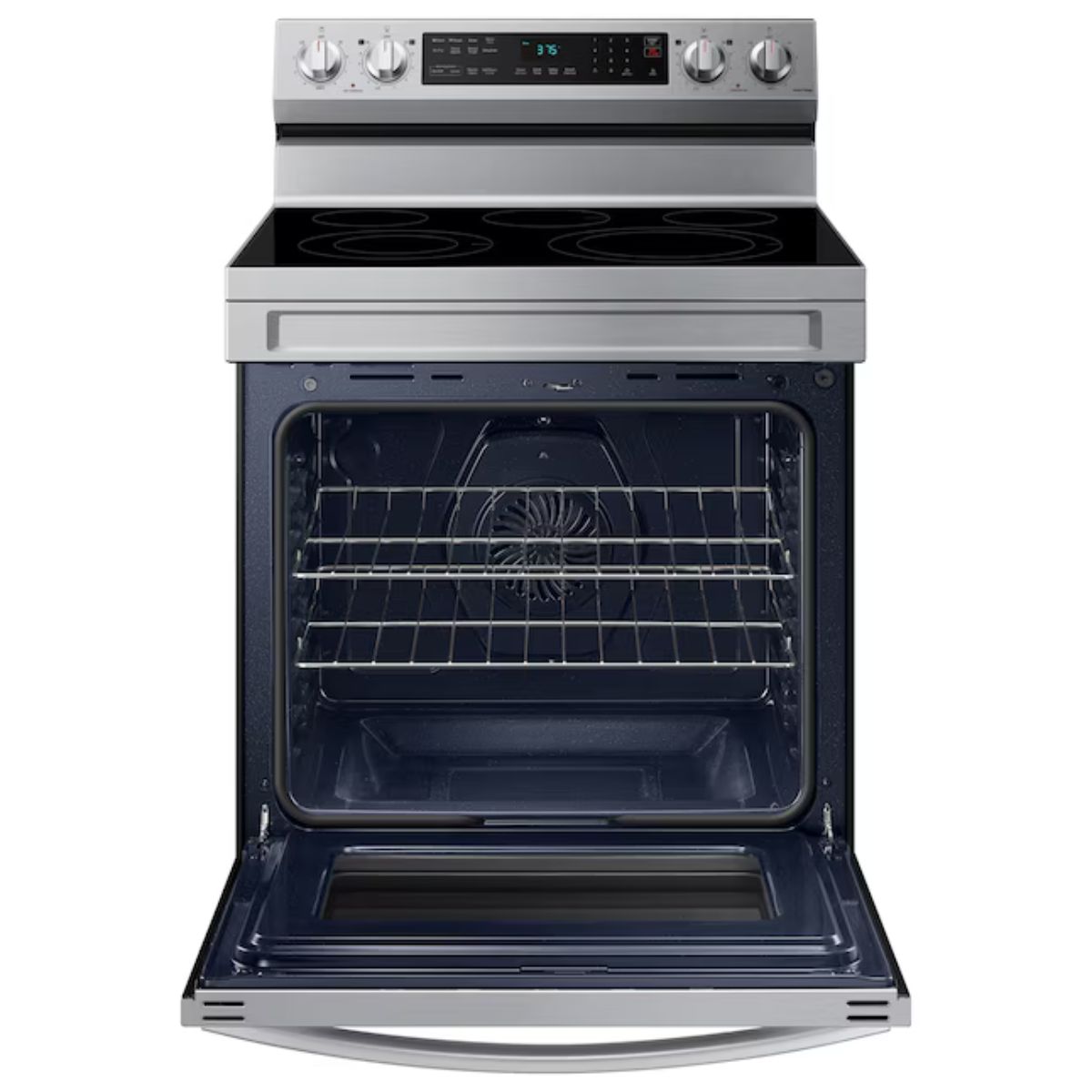 Samsung 30-in Glass Top 5 burners 6.3-cu ft Air Fry Convection Oven Freestanding Electric Range
