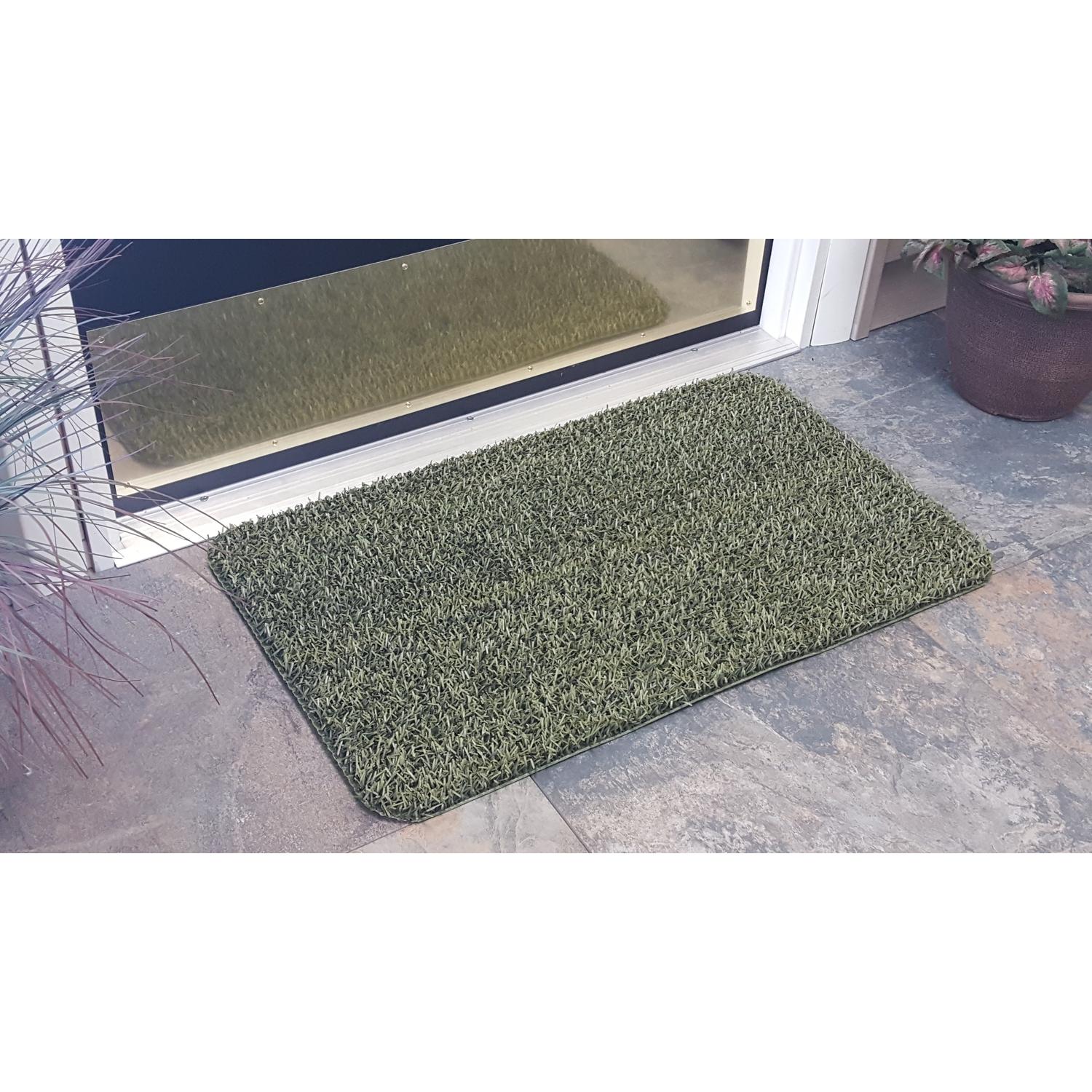 GrassWorx Flair Medium 18 in. W X 30 in. L Green Astroturf Door Mat