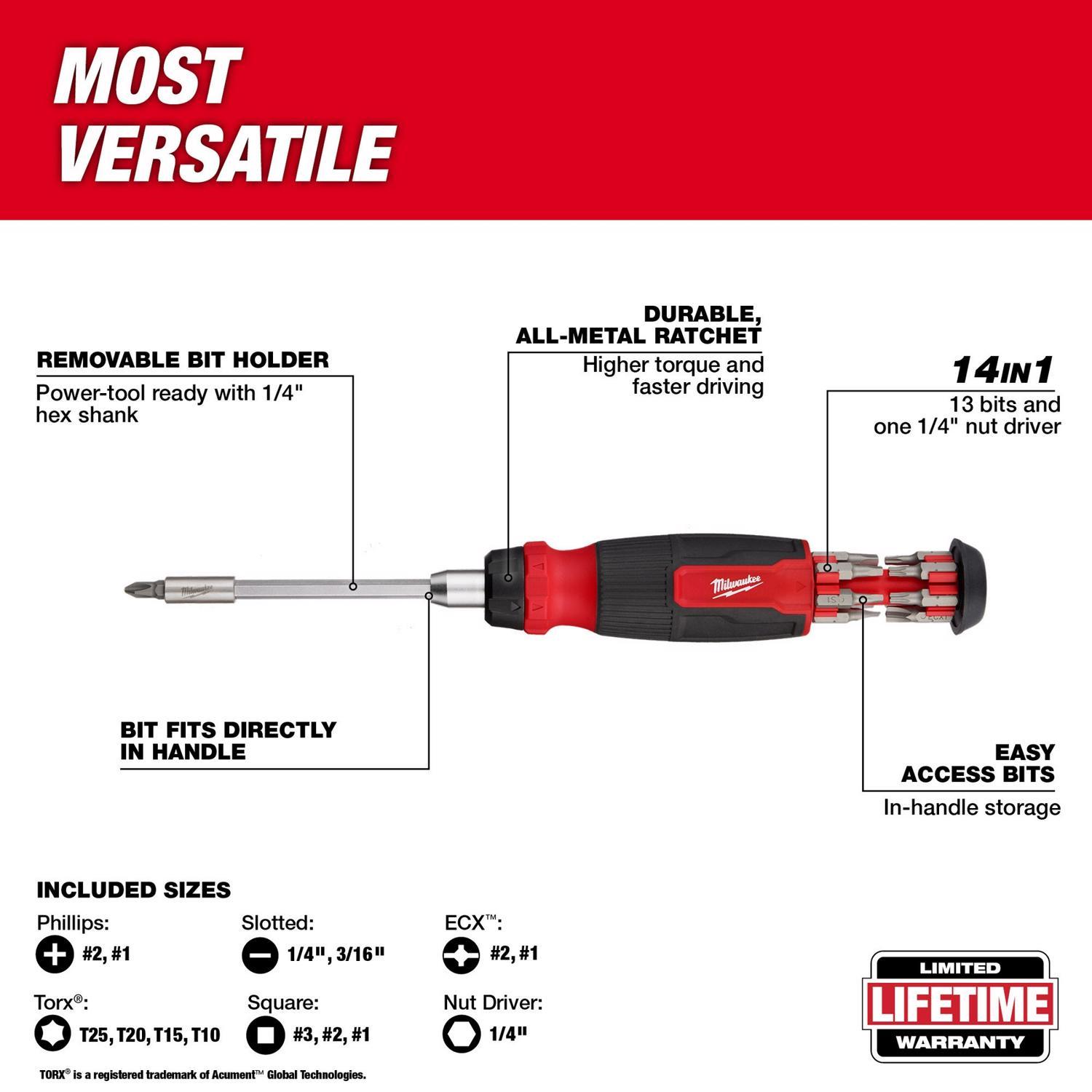 Milwaukee 14-in-1 Compact Ratcheting Screwdriver Set 2 pc