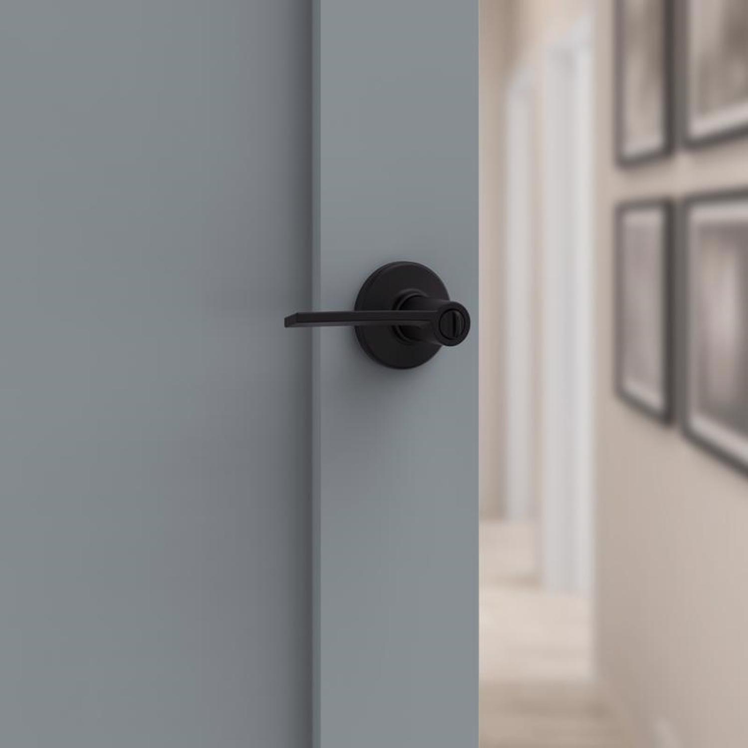 Kwikset Ladera Matte Black Keyed Entry Lever 2-3/4 in.