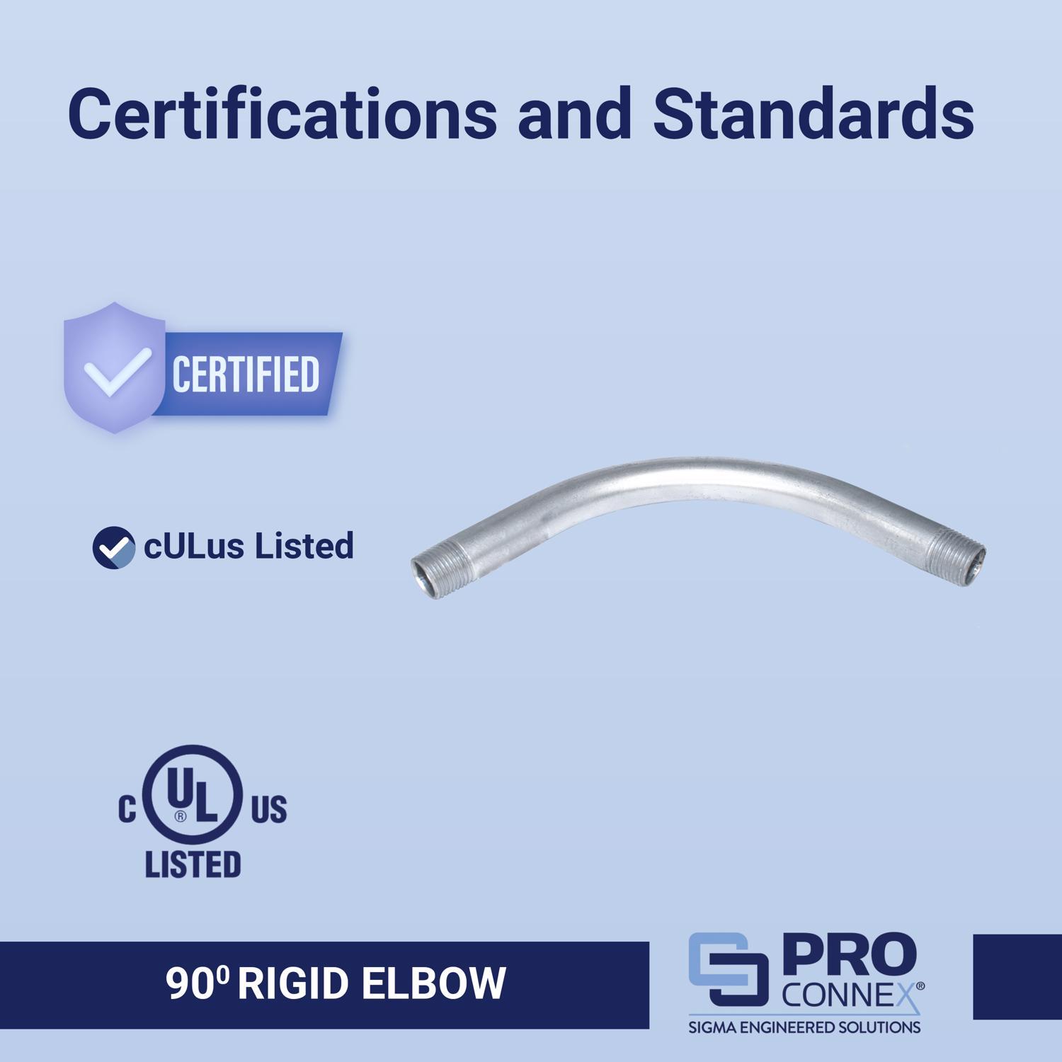 Sigma Engineered Solutions ProConnex 1/2 in. D Galvanized Steel 90 Degree Elbow For Rigid/IMC 1 pk