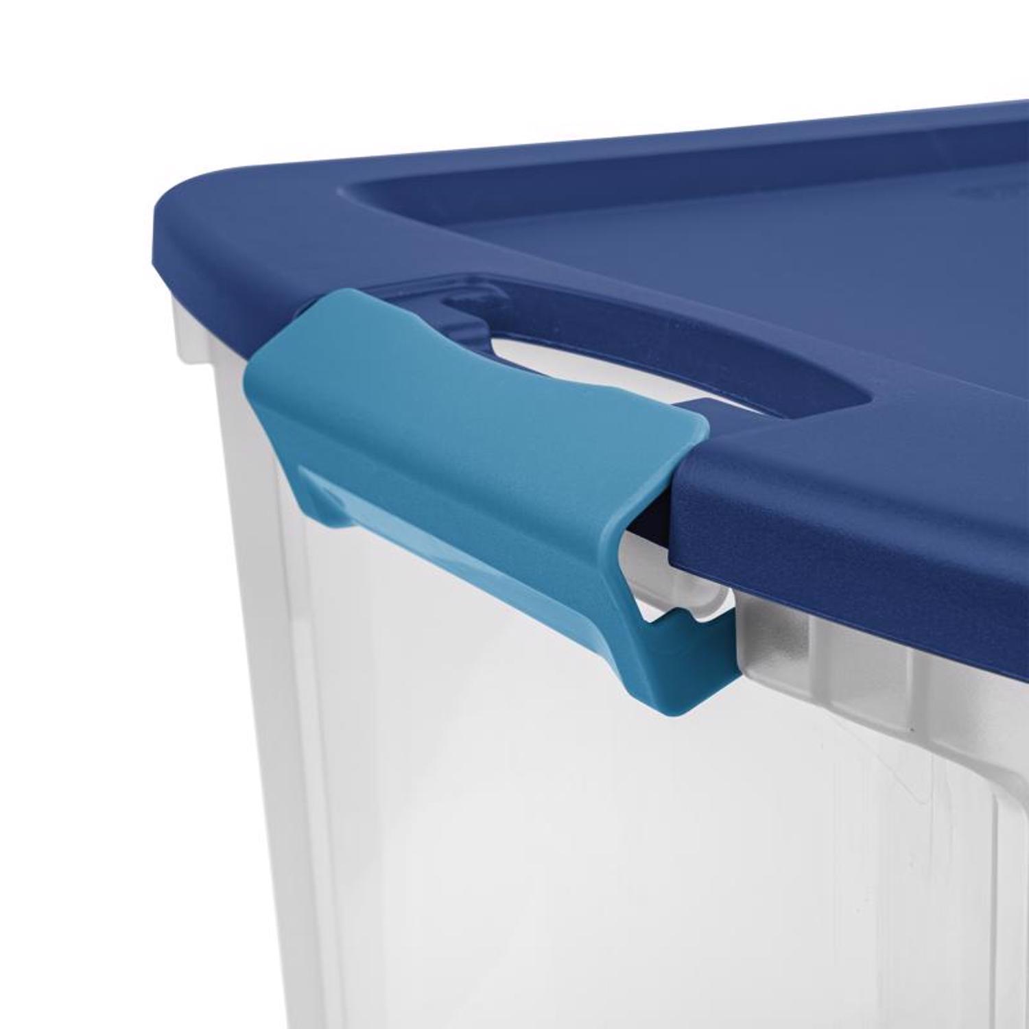 Sterilite 18 gal Blue/Clear Latch Storage Box 13-5/8 in. H X 23-5/8 in. W X 18-5/8 in. D Stackable