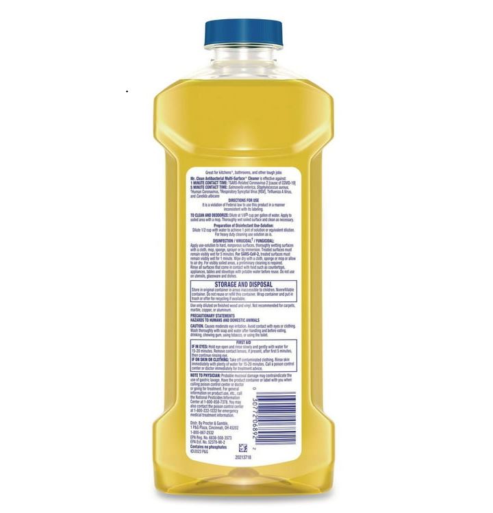 Mr. Clean 23 oz. Multi-Surface Antibacterial Cleaner - Lemon Scent (6/Carton)
