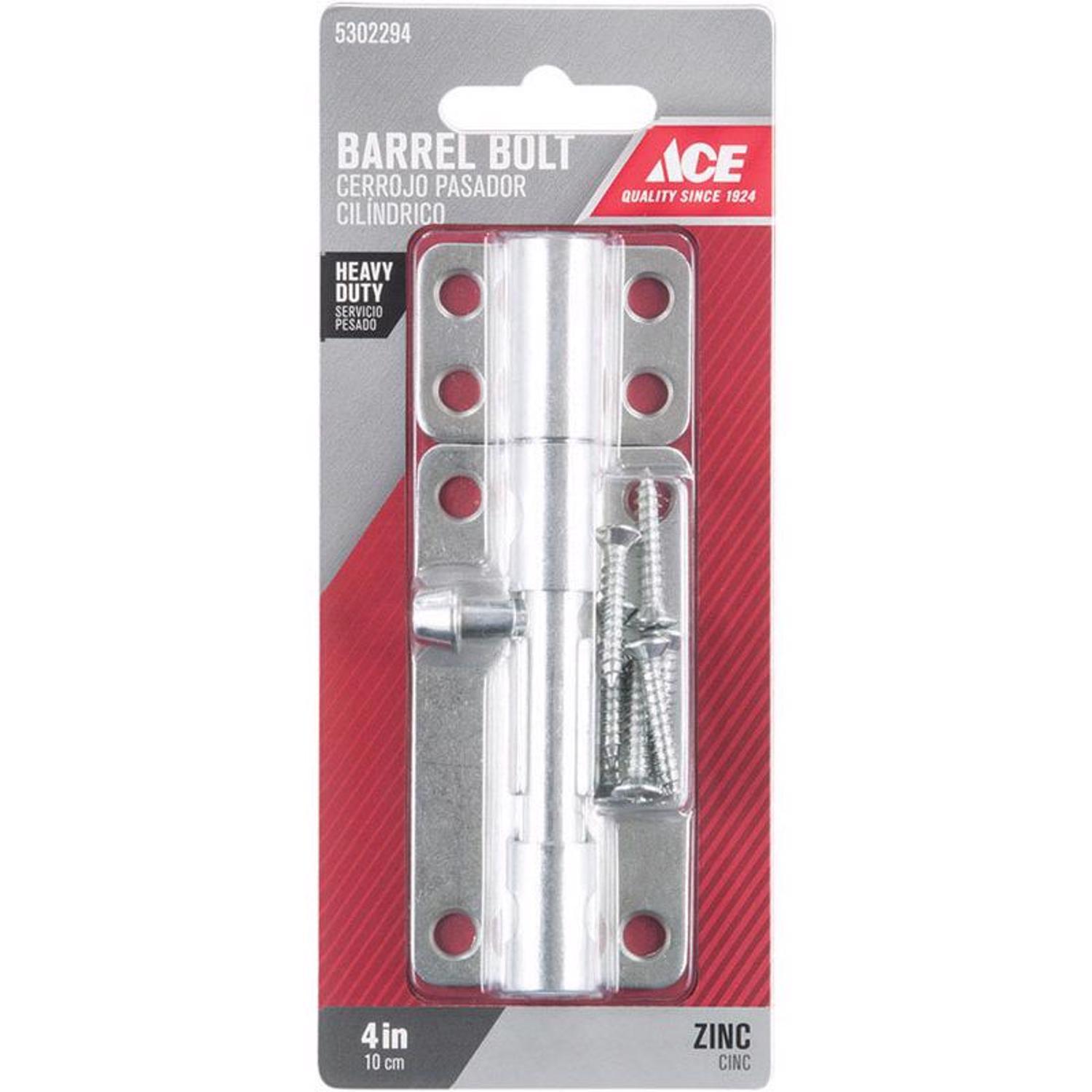 Ace 4 in. L Zinc-Plated Steel Barrel Bolt 1 pk