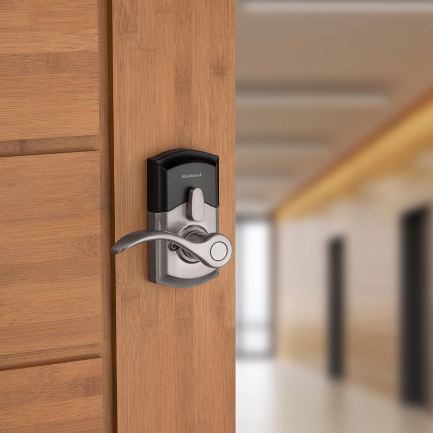 Kwikset SmartKey Satin Nickel Metal Electronic Touch Pad Entry Lever