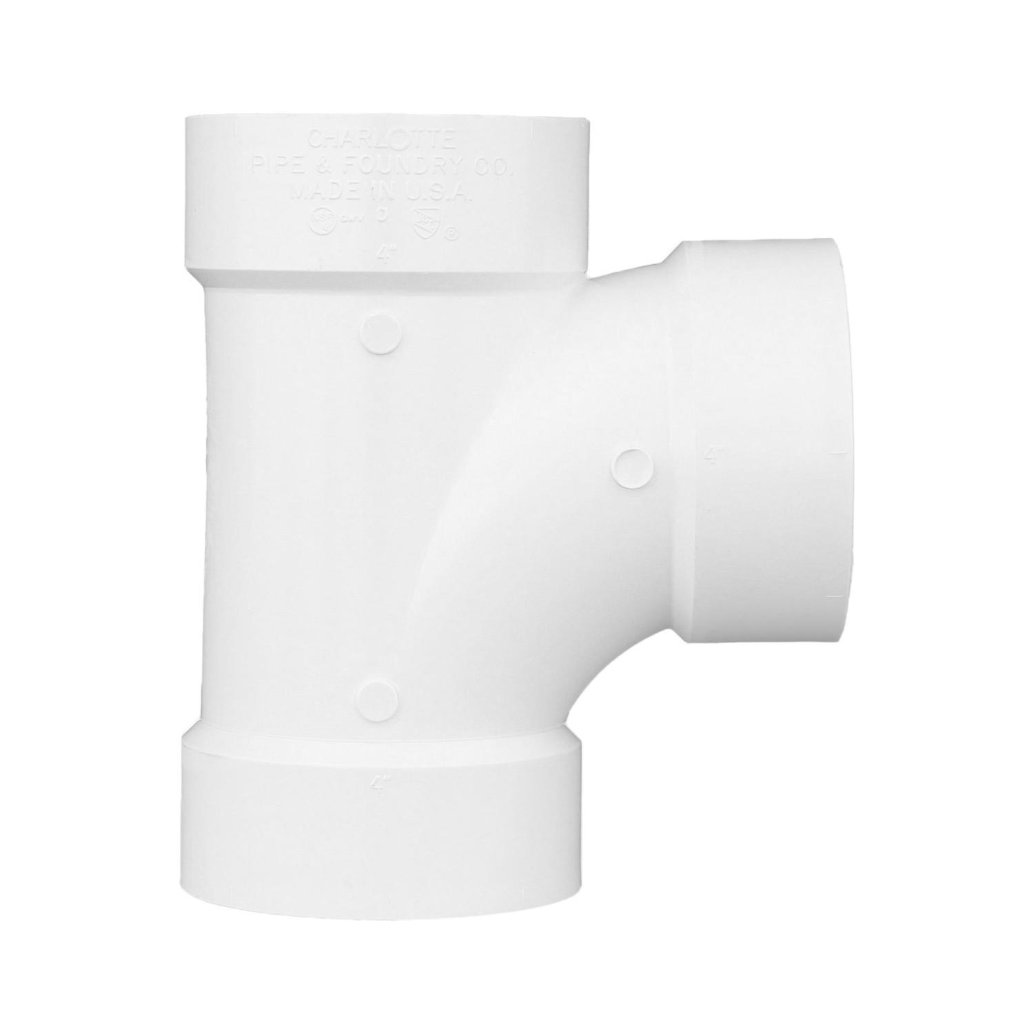 Charlotte Pipe Schedule 40 4 in. Hub X 4 in. D Hub PVC Sanitary Tee 1 pk