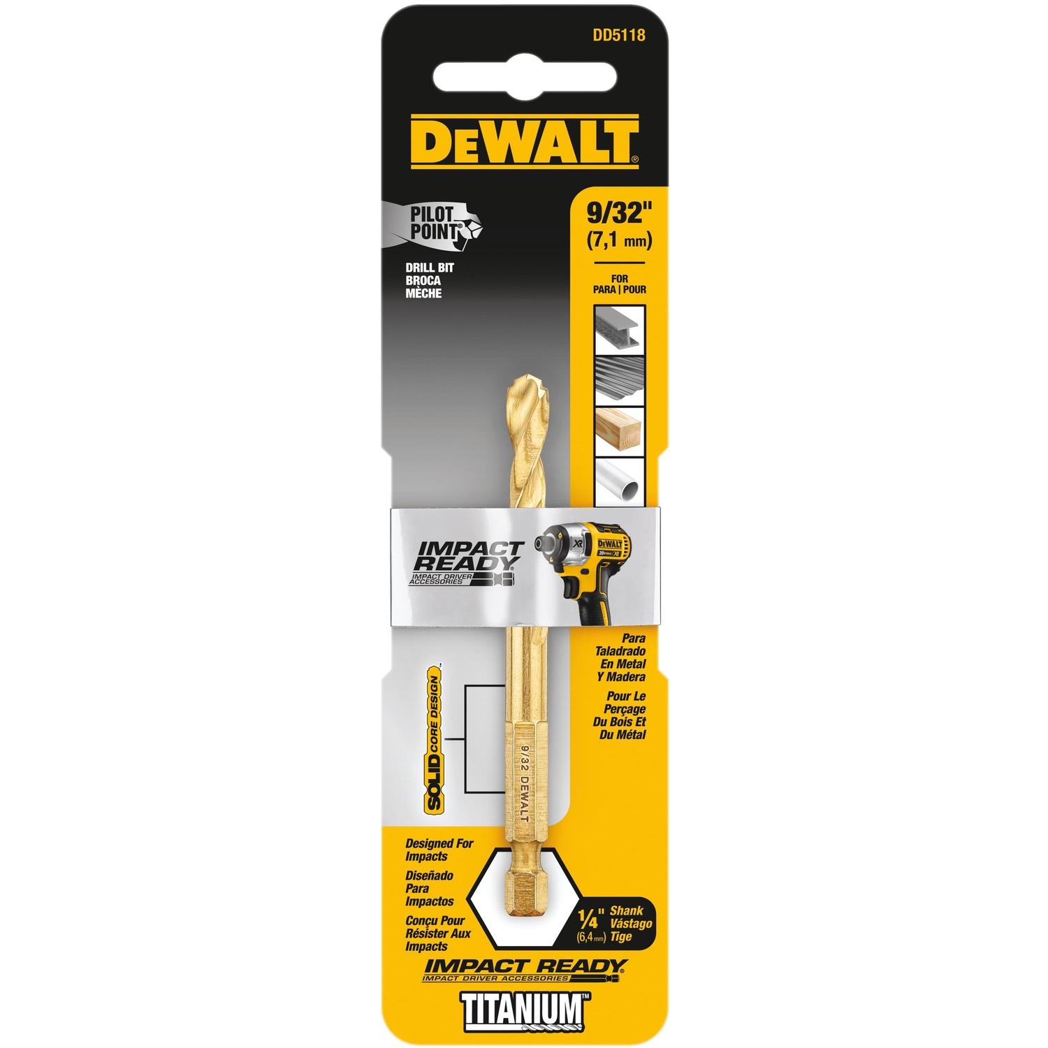 DEWALT Impact Ready 9/32 in. X 3-1/2 in. L High Speed Steel Drill Bit Quick-Change Hex Shank 1 pc