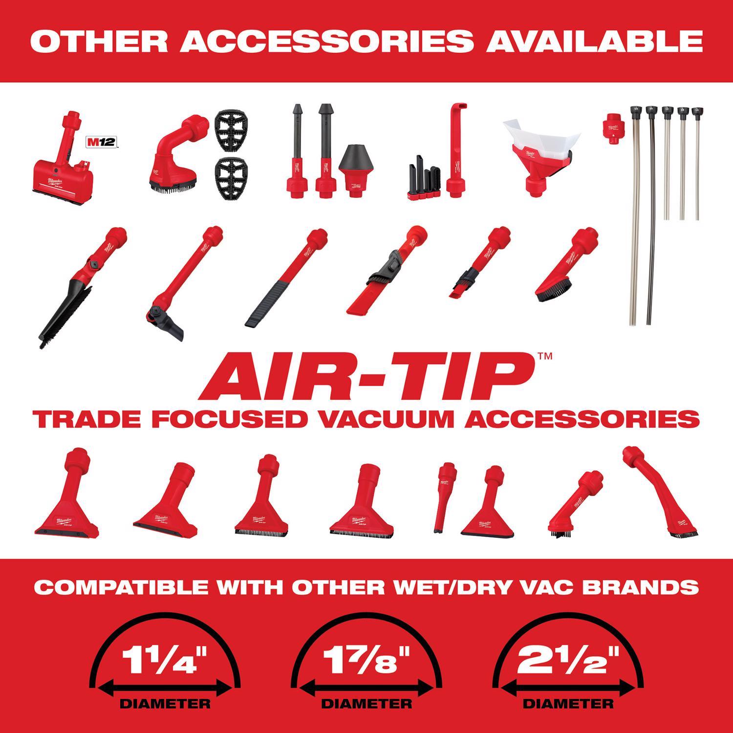 Milwaukee AIR-TIP 1-1/4 in. - 2-1/2 in. Wet/Dry Shop Vac Flexible Long Reach Crevice Tool 1 pc
