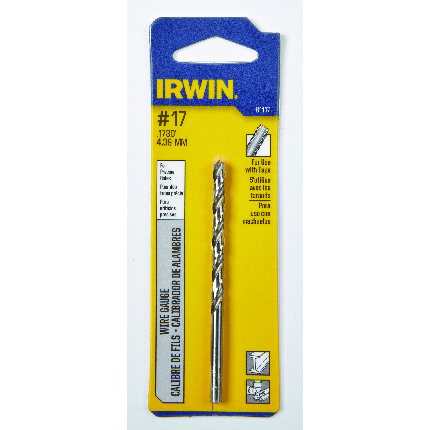Irwin #17 X 3-3/8 in. L High Speed Steel Wire Gauge Bit 1 pc
