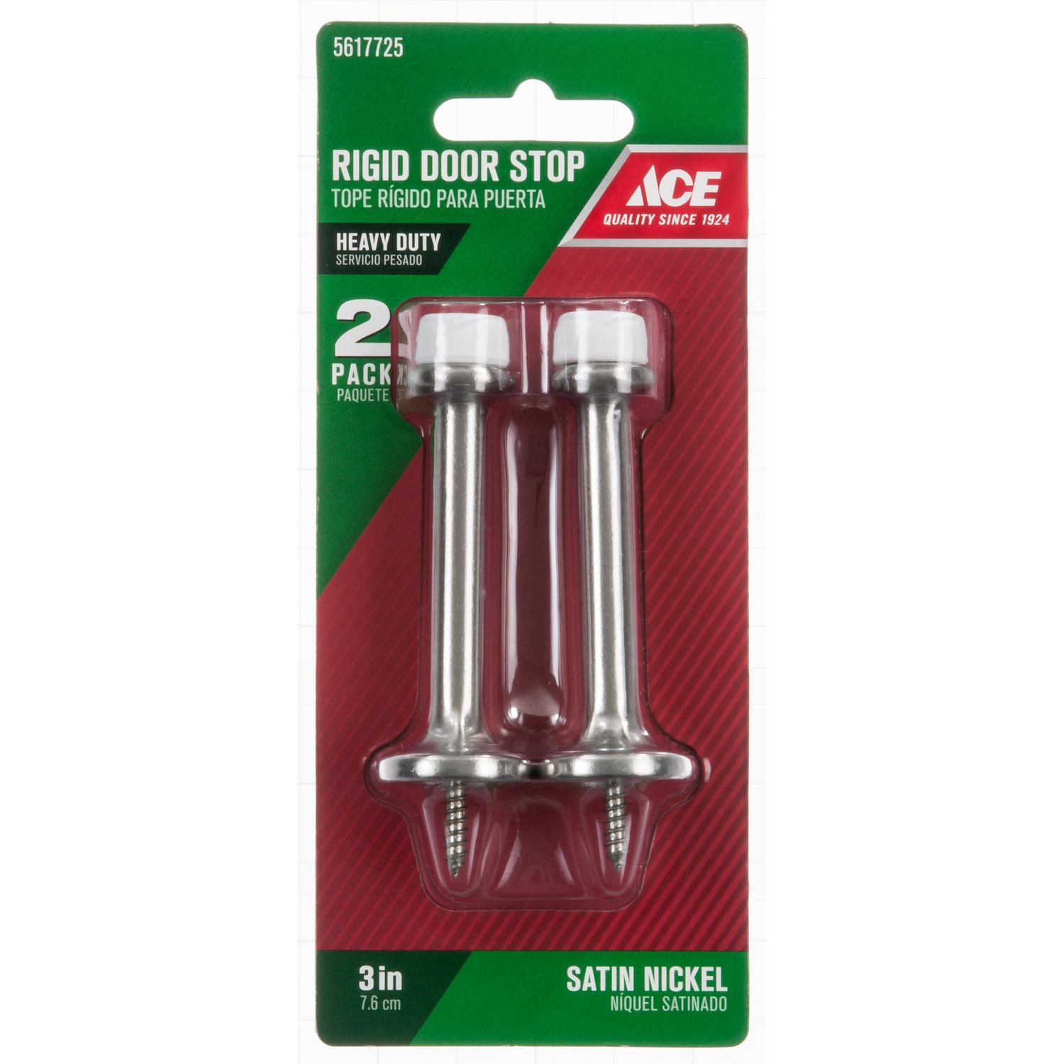 Ace Metal Satin Nickel Silver Rigid Door Stop Mounts to door and wall 1/8 in.