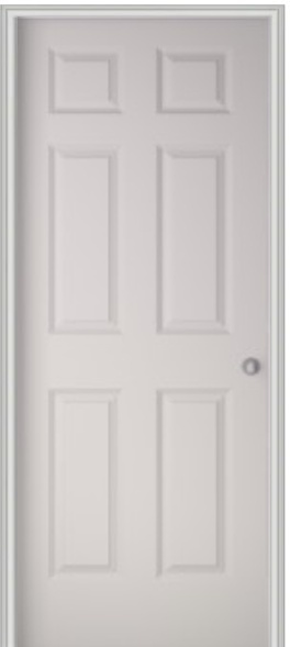 Colonist 24" x 80" Single Prehung Interior Door Unit - Primed 6-Panel Hollow Core Left Hand w/ Flat Jamb - No Trim