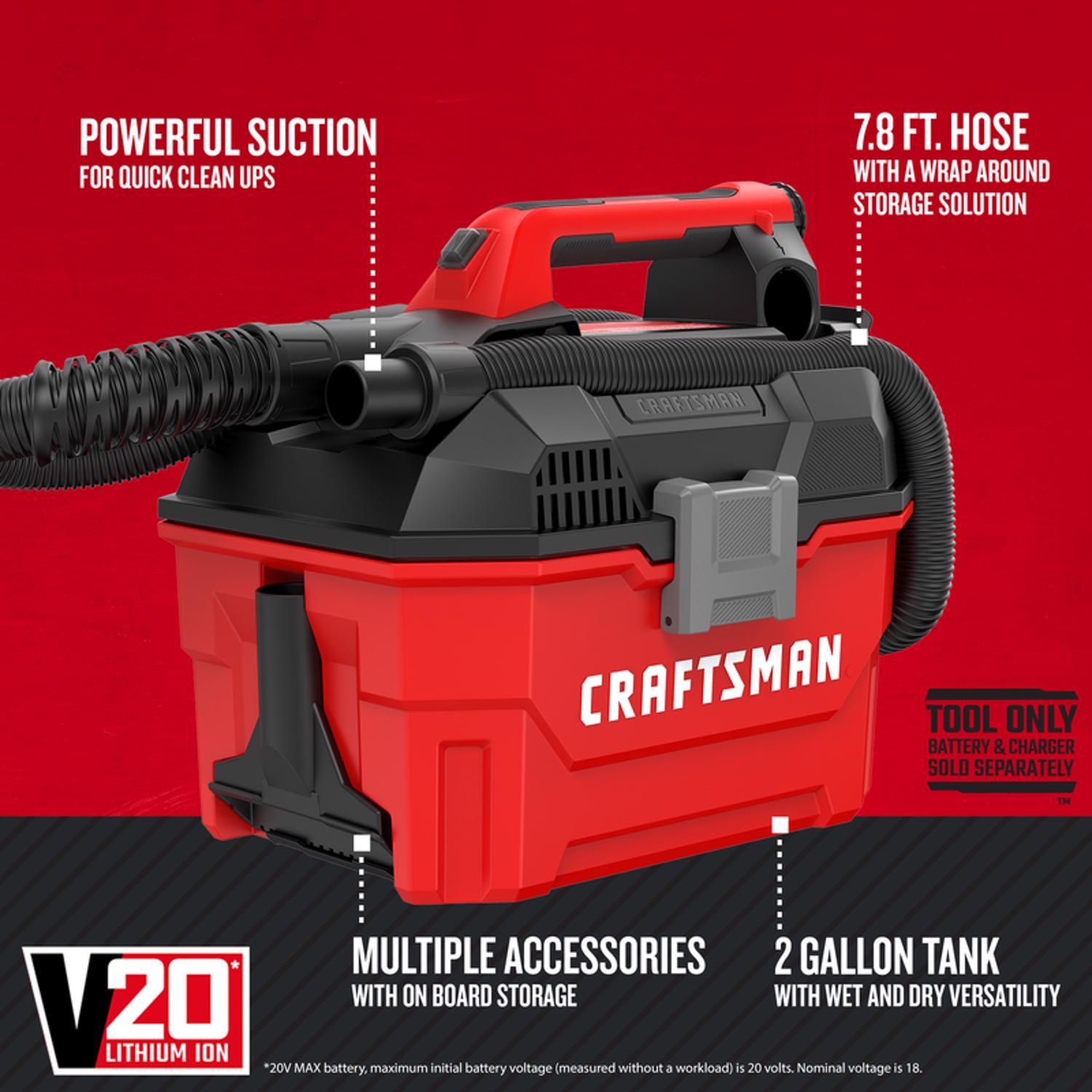 掃除機・クリーナー CRAFTSMAN wet and dry vaccum 22L Craftsman V20 CMCV002B 2 gal Cordless Portable Wet/Dry Vacuum