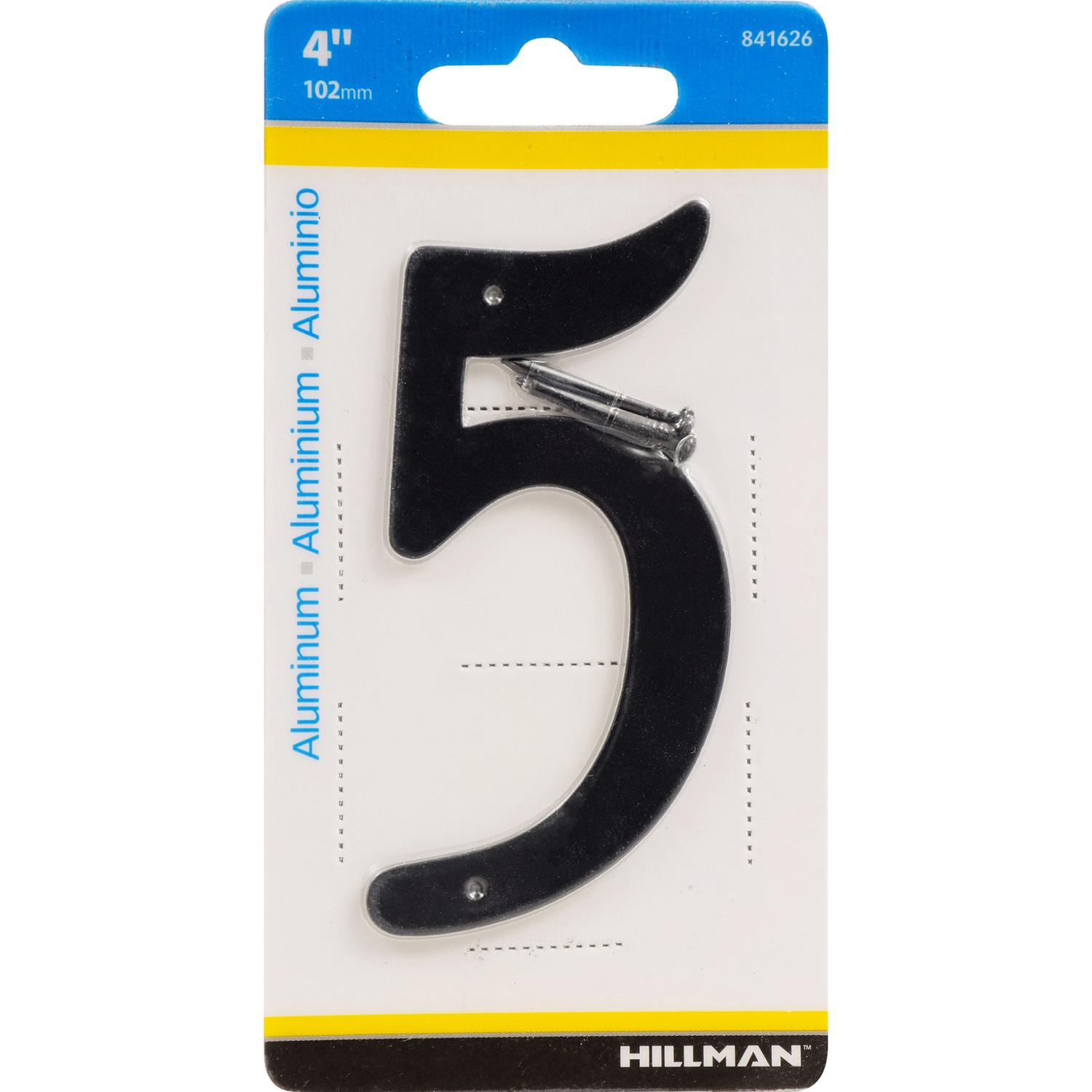 HILLMAN 4 in. Black Aluminum Nail-On Number 5 1 pc