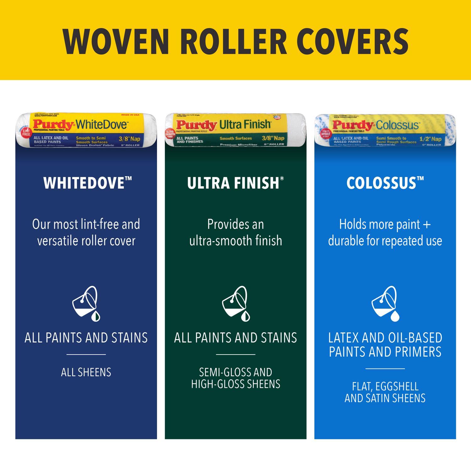 Purdy White Dove Woven Fabric 9 in. W X 3/8 in. Paint Roller Cover 1 pk