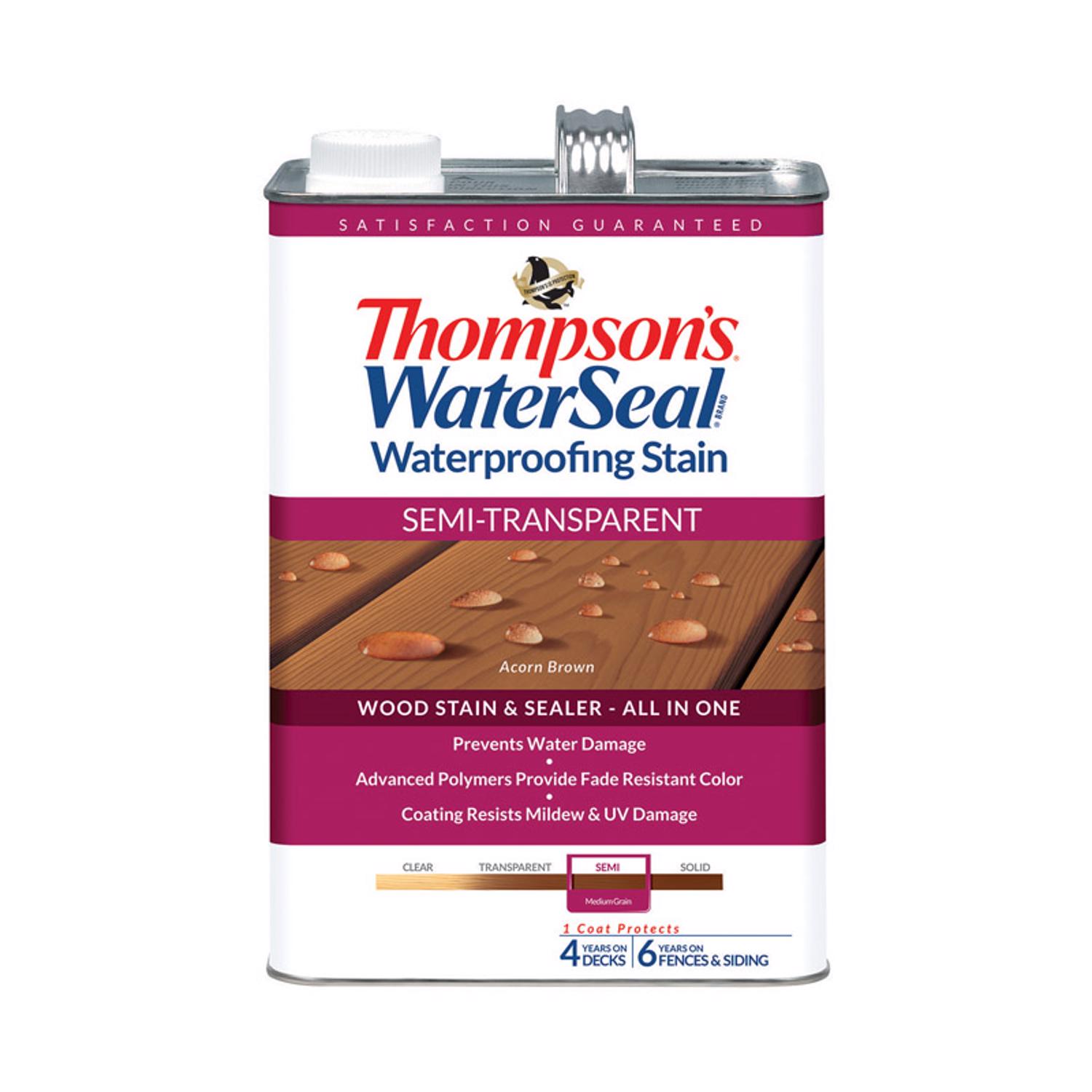Thompson's WaterSeal Semi-Transparent Waterproofing Wood Stain and Sealer,  Chestnut Brown, 1 Gallon