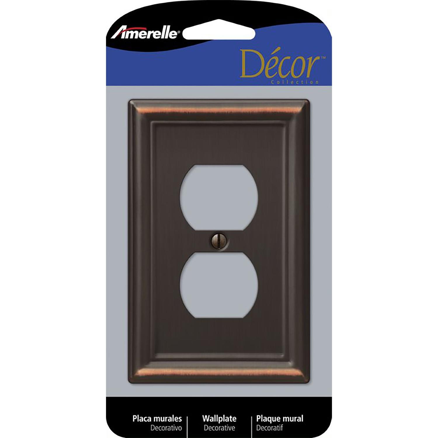 Amerelle Chelsea Aged Bronze 1 gang Stamped Steel Duplex Wall Plate 1 Pack