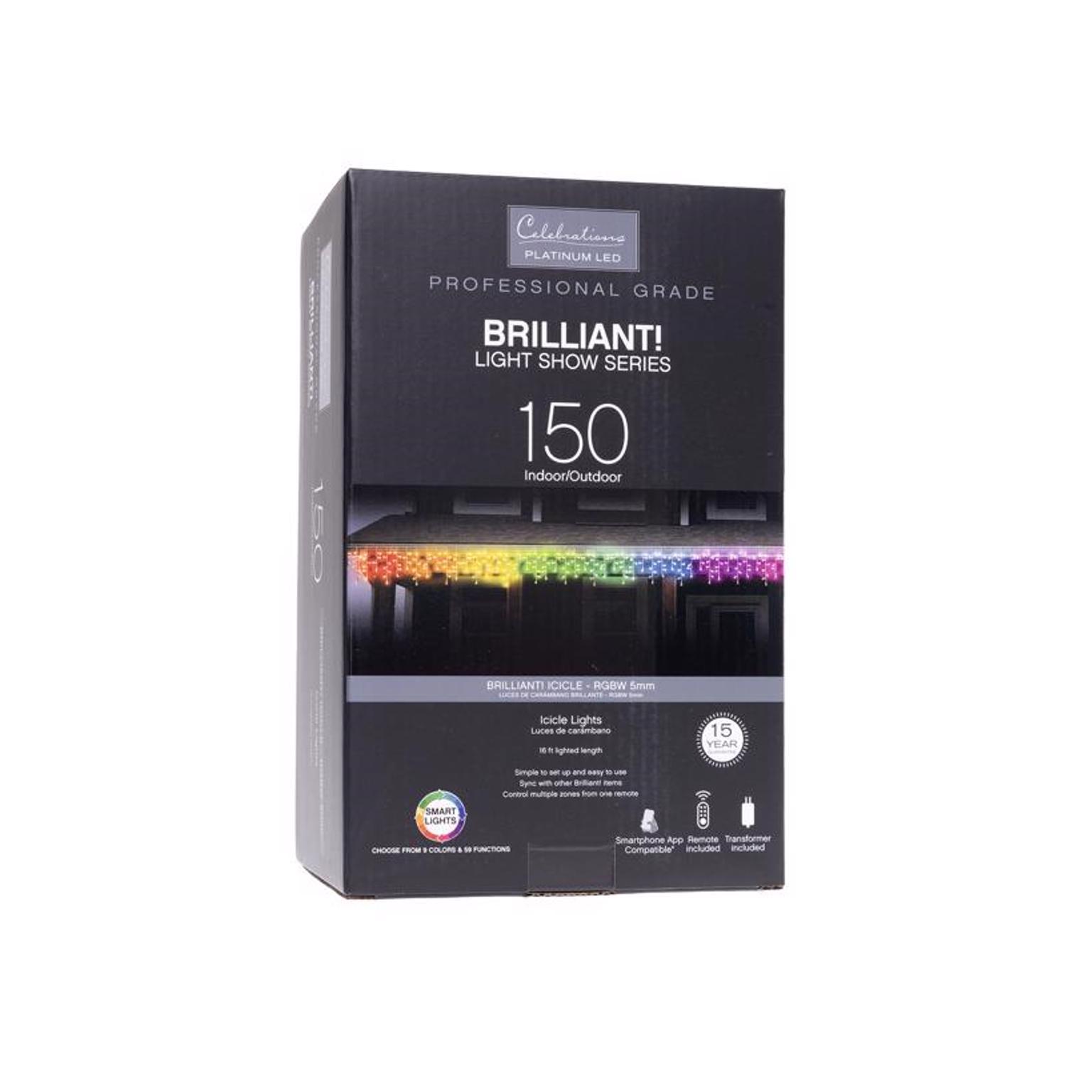 Celebrations Platinum Brilliant LED Micro/5mm RGBW 150 ct Icicle Christmas Lights 16 ft.