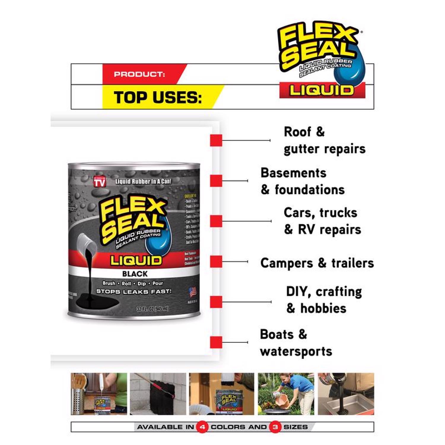 Flex Seal Family of Products Flex Seal Black Liquid Rubber Sealant Coating 32 oz