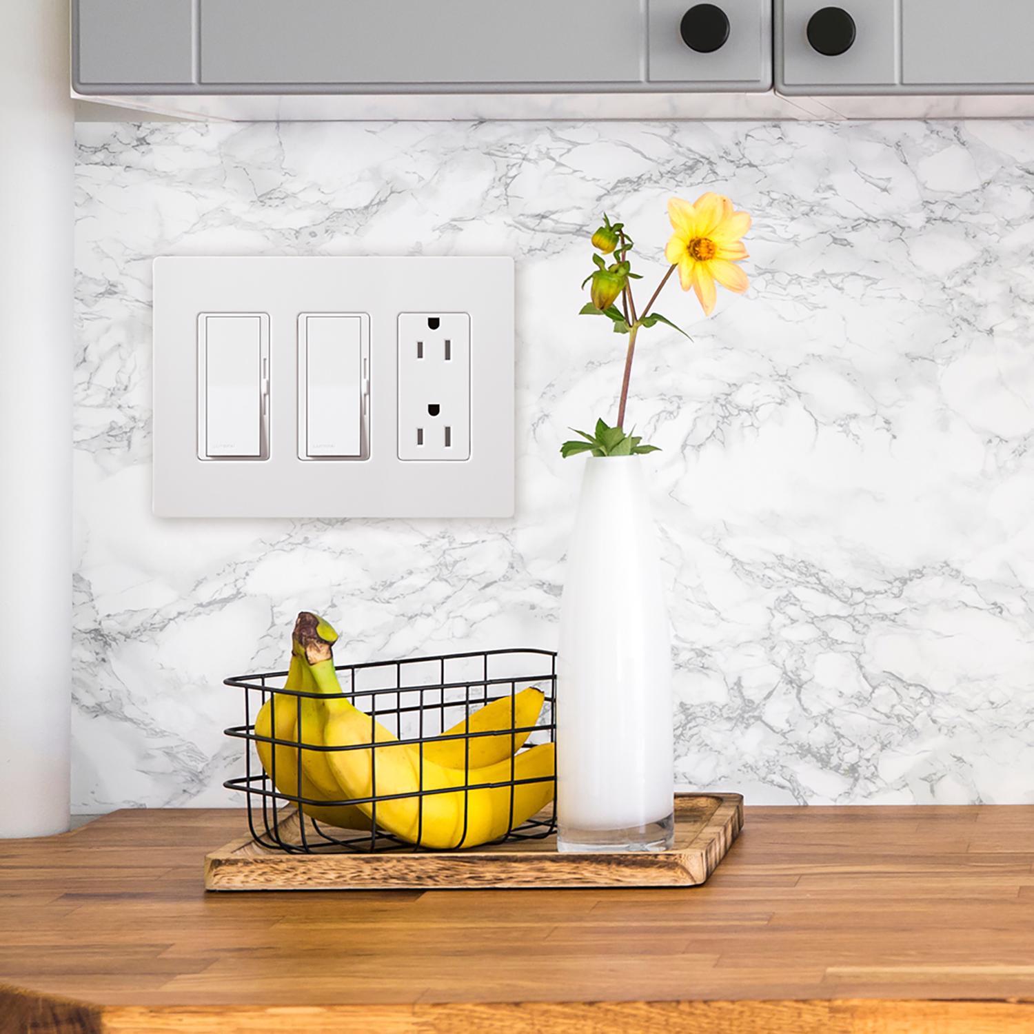 Lutron Claro White 3 gang Plastic Decorator Wall Plate 1 pk