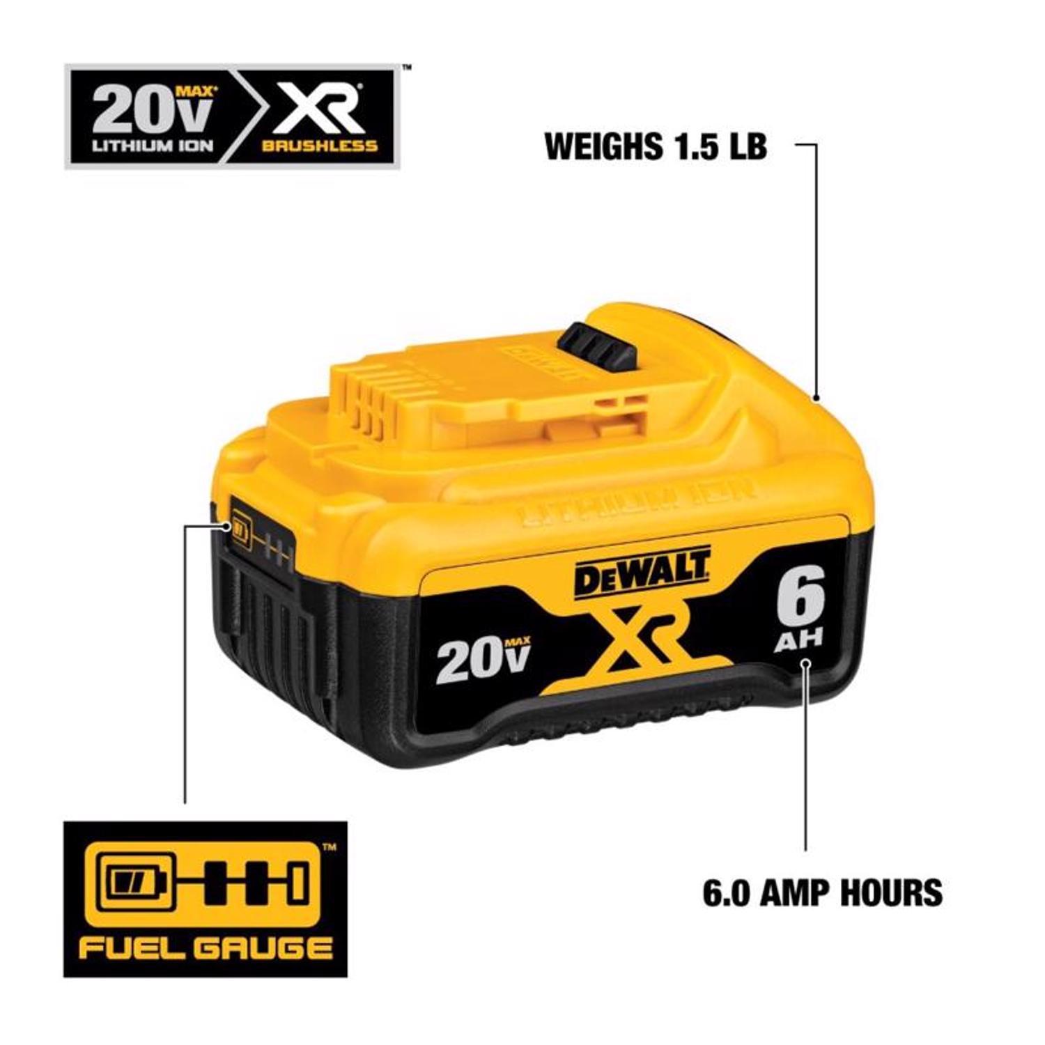 DeWalt 20V MAX DCB206 6 Ah Lithium-Ion Battery Pack 1 pc
