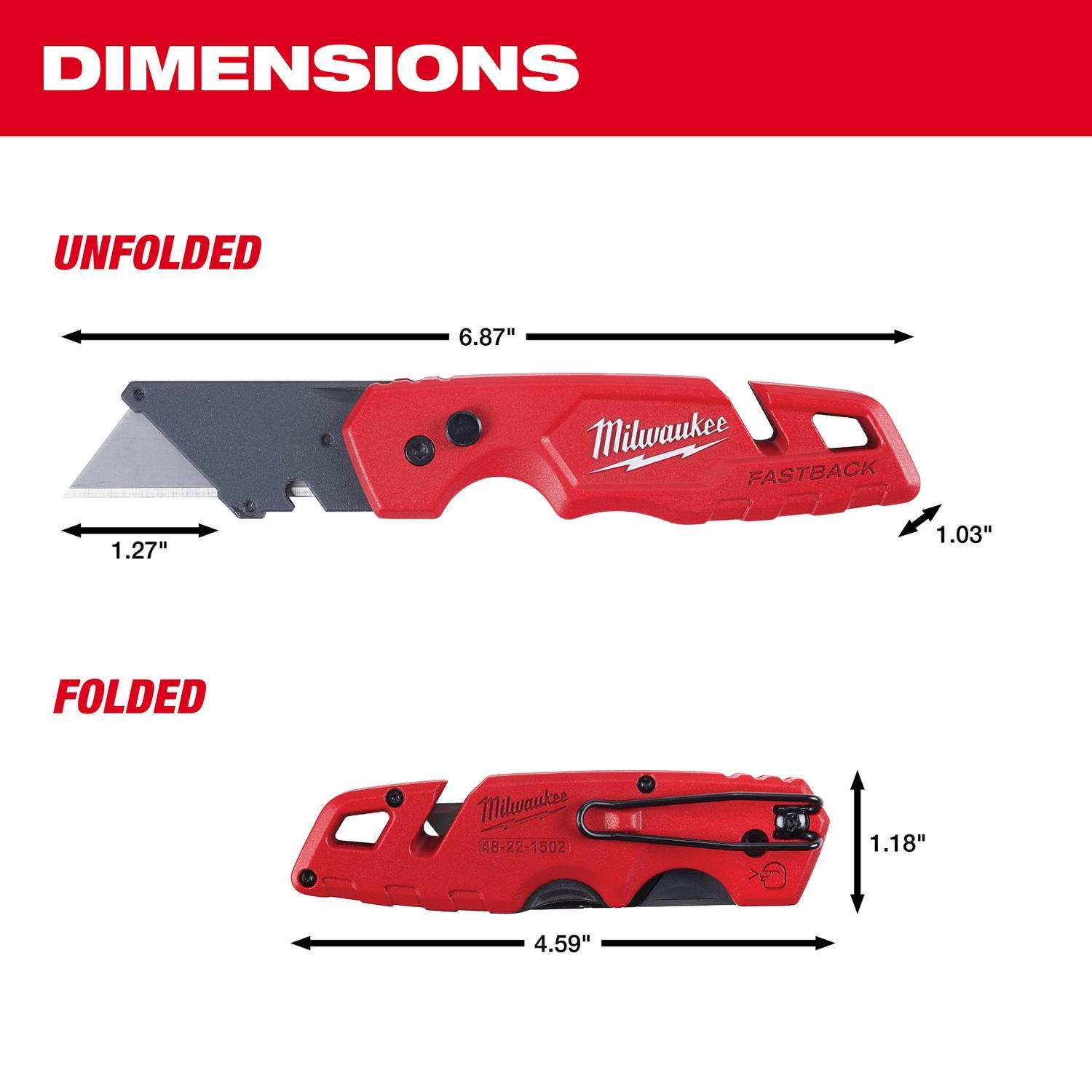 Milwaukee Fastback 6.87 in. Press and Flip Folding Utility Knife Set Red 2 pk