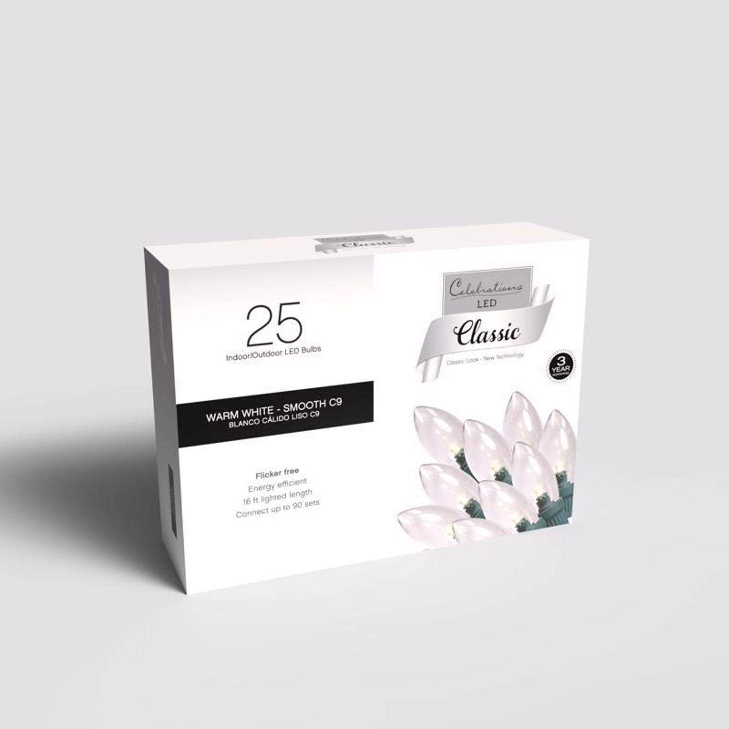 Celebrations Classic LED C9 Warm White 25 ct String Christmas Lights 16 ft.