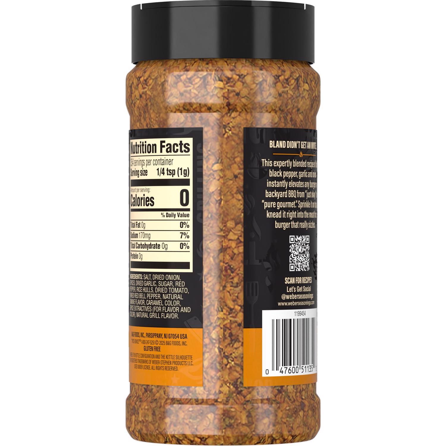Weber Gluten Free Gourmet Burger Seasoning 12.5 oz