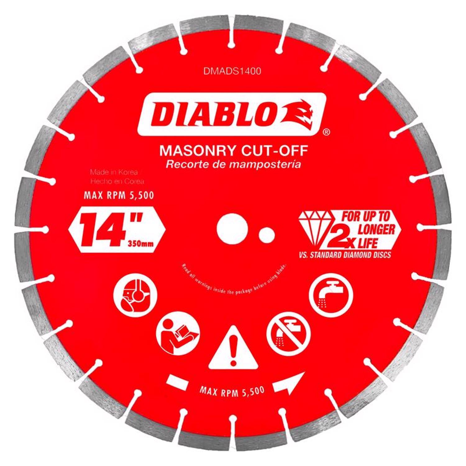 Diablo 14 in. D X 1 in. Diamond Segmented Masonry Cut-Off Disc