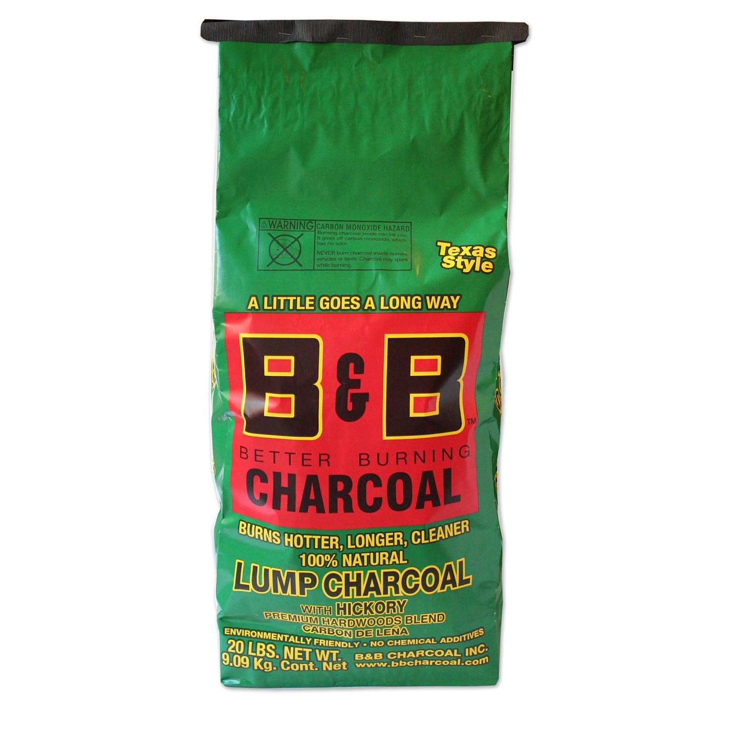 B&B Charcoal All Natural Hickory Lump Charcoal 20 lb