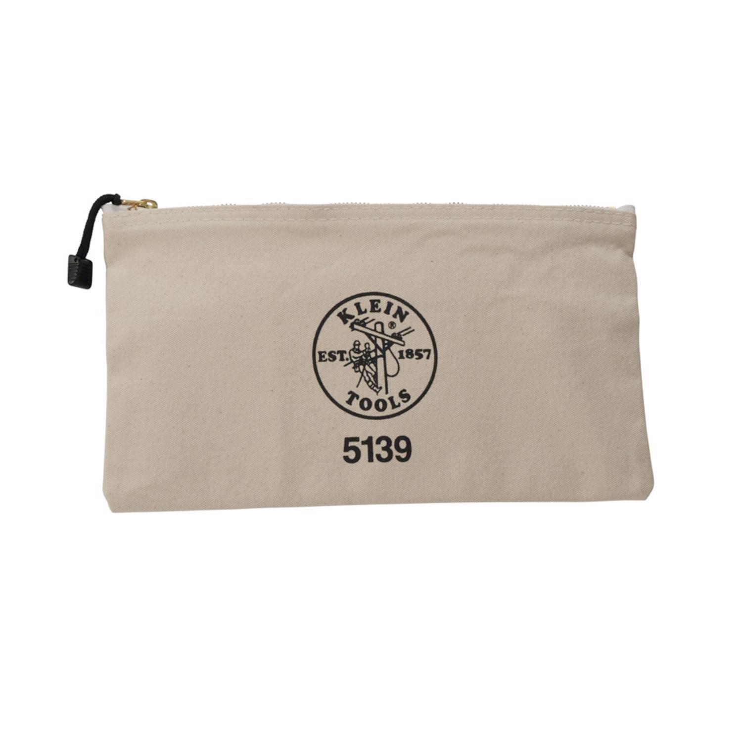 Klein Tools 4.25 in. W X 7 in. H Canvas Zippered Bag Natural 1 pc