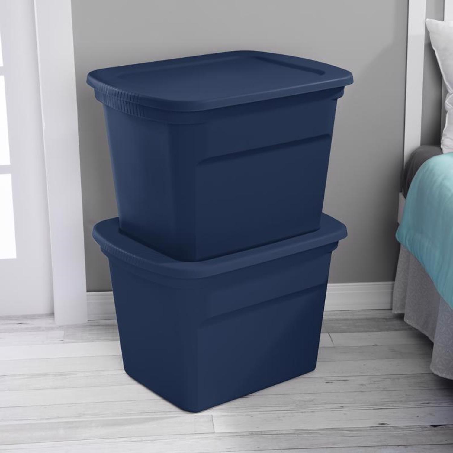 Sterilite 18 gal Blue Storage Tote 16.125 in. H X 18.375 in. W X 23.5 in. D Stackable